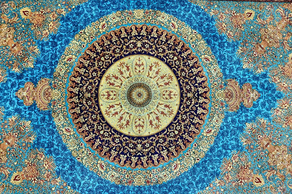 Ghom Perserteppich 300 × 200 cm aus Seide, handgeknüpft