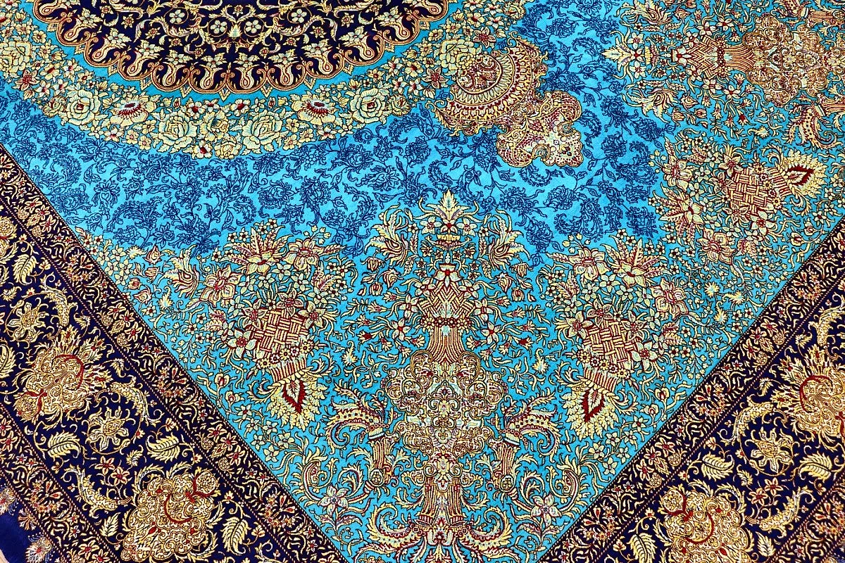 Ghom Perserteppich 300 × 200 cm aus Seide, handgeknüpft