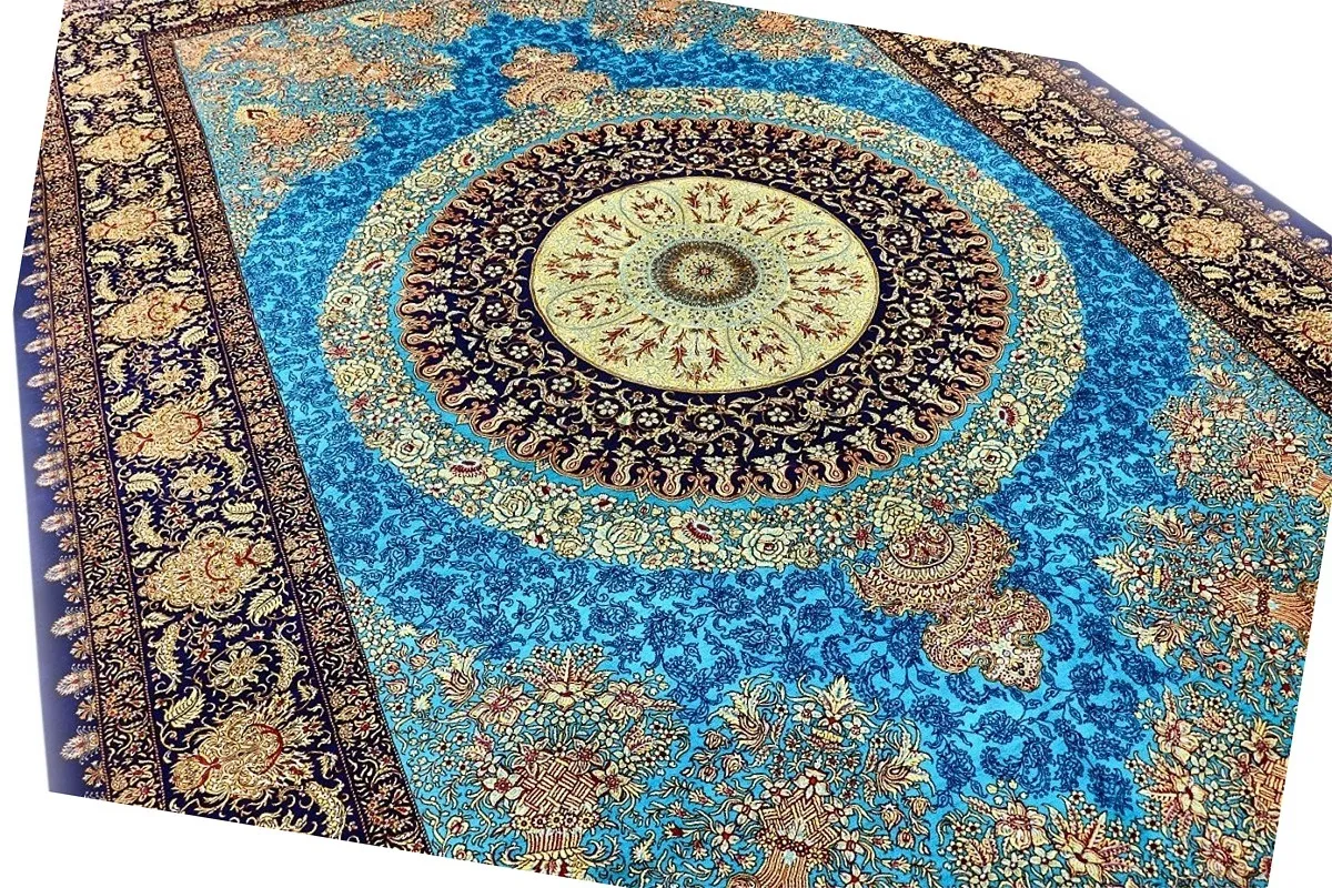 Ghom Perserteppich 300 × 200 cm aus Seide, handgeknüpft