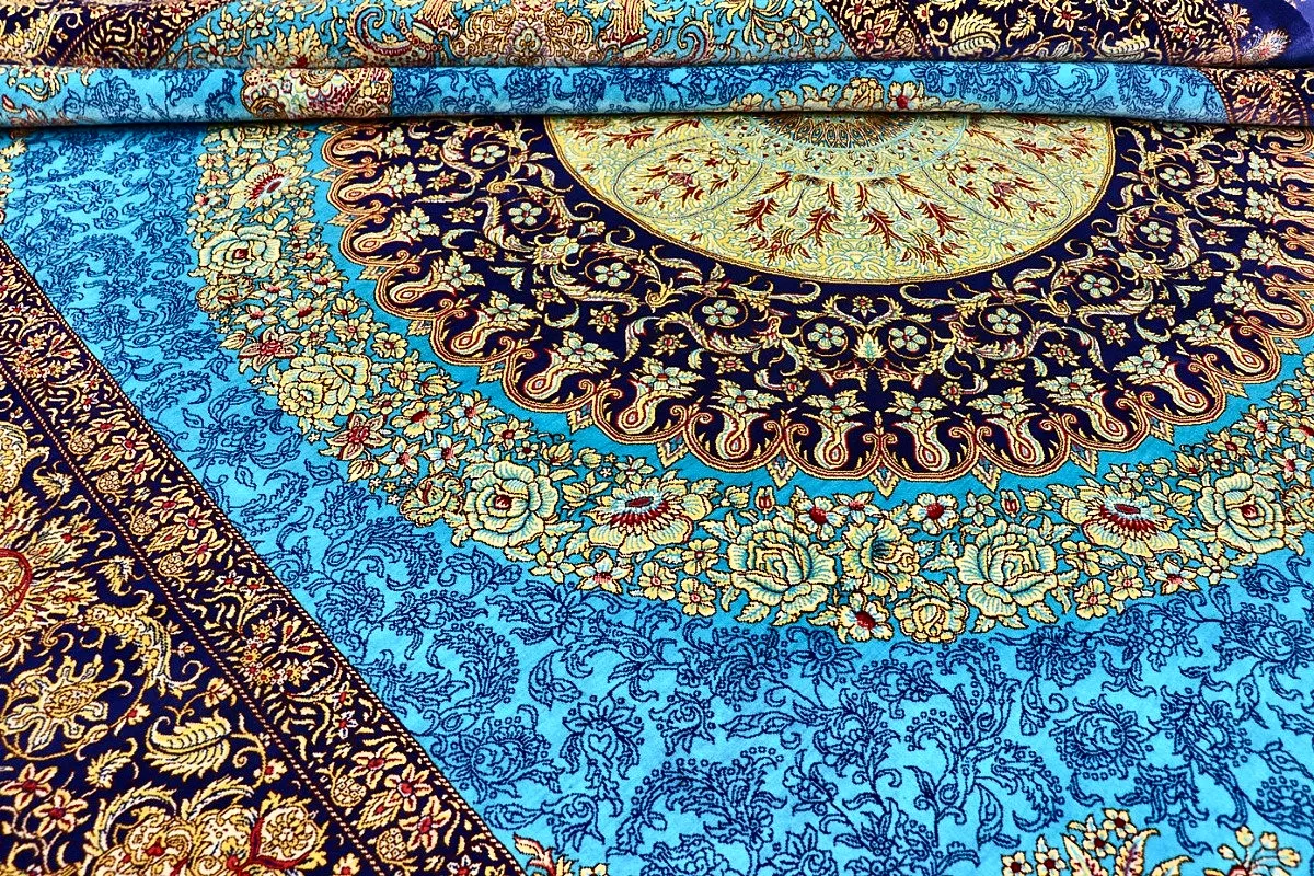 Ghom Perserteppich 300 × 200 cm aus Seide, handgeknüpft