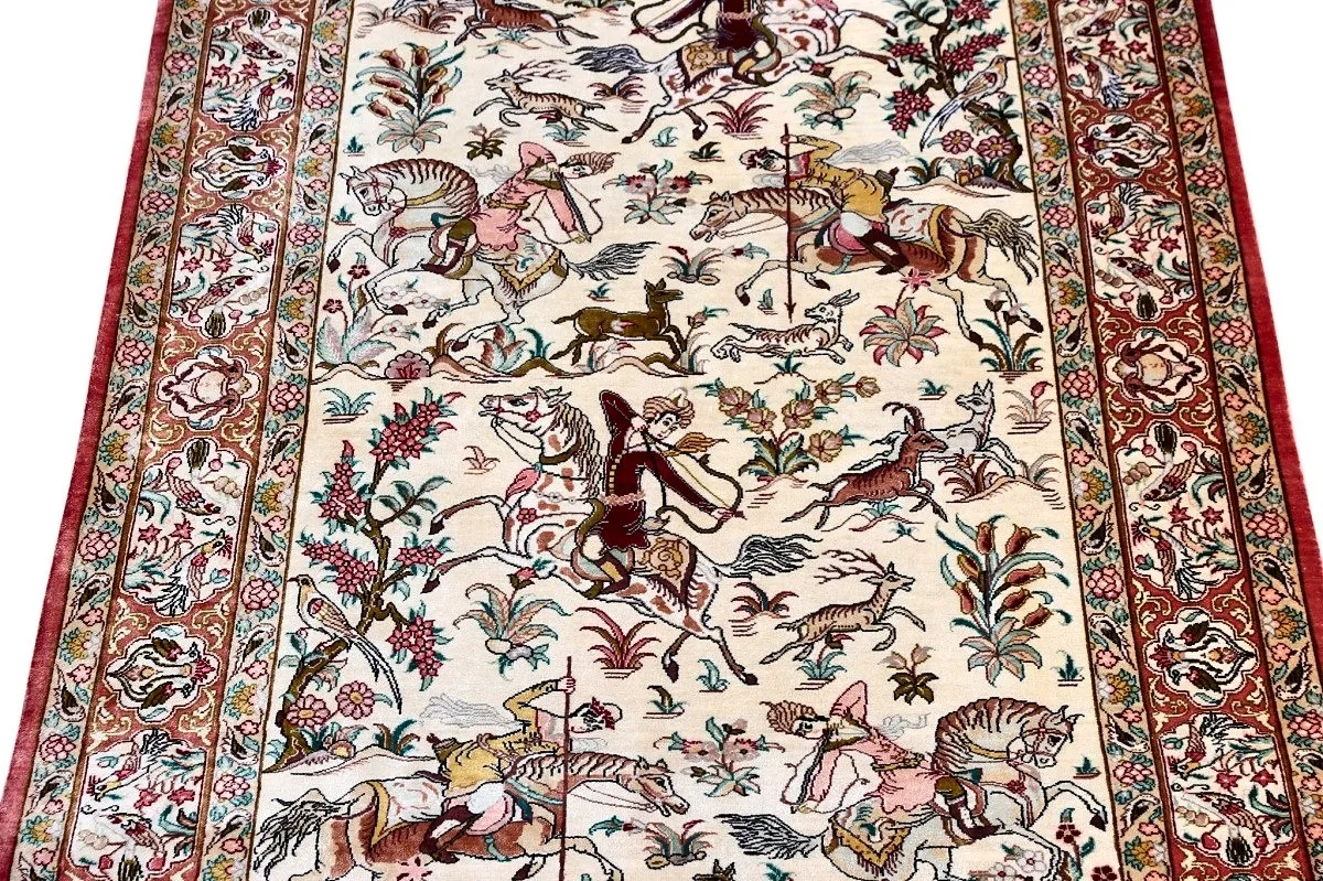Ghom Perserteppich 120 × 80 cm aus Seide, handgeknüpft