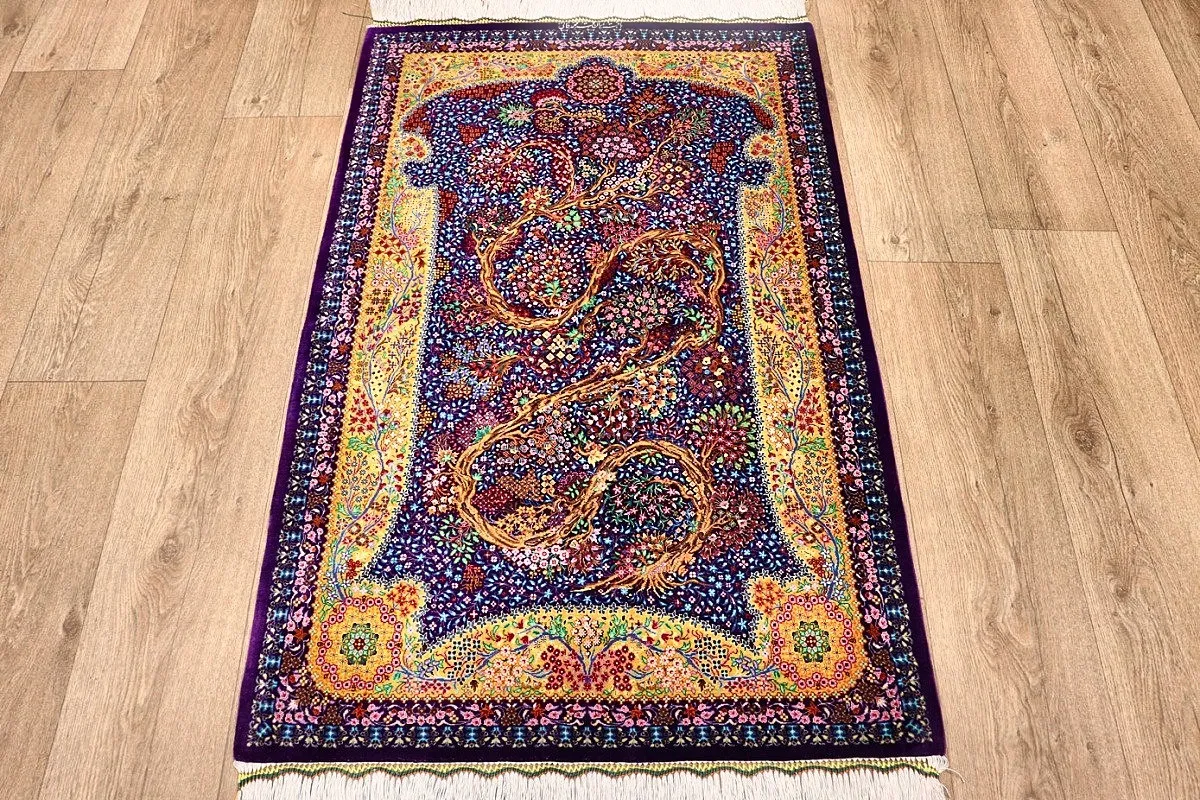Ghom Perserteppich aus Iran, 123 × 80 cm