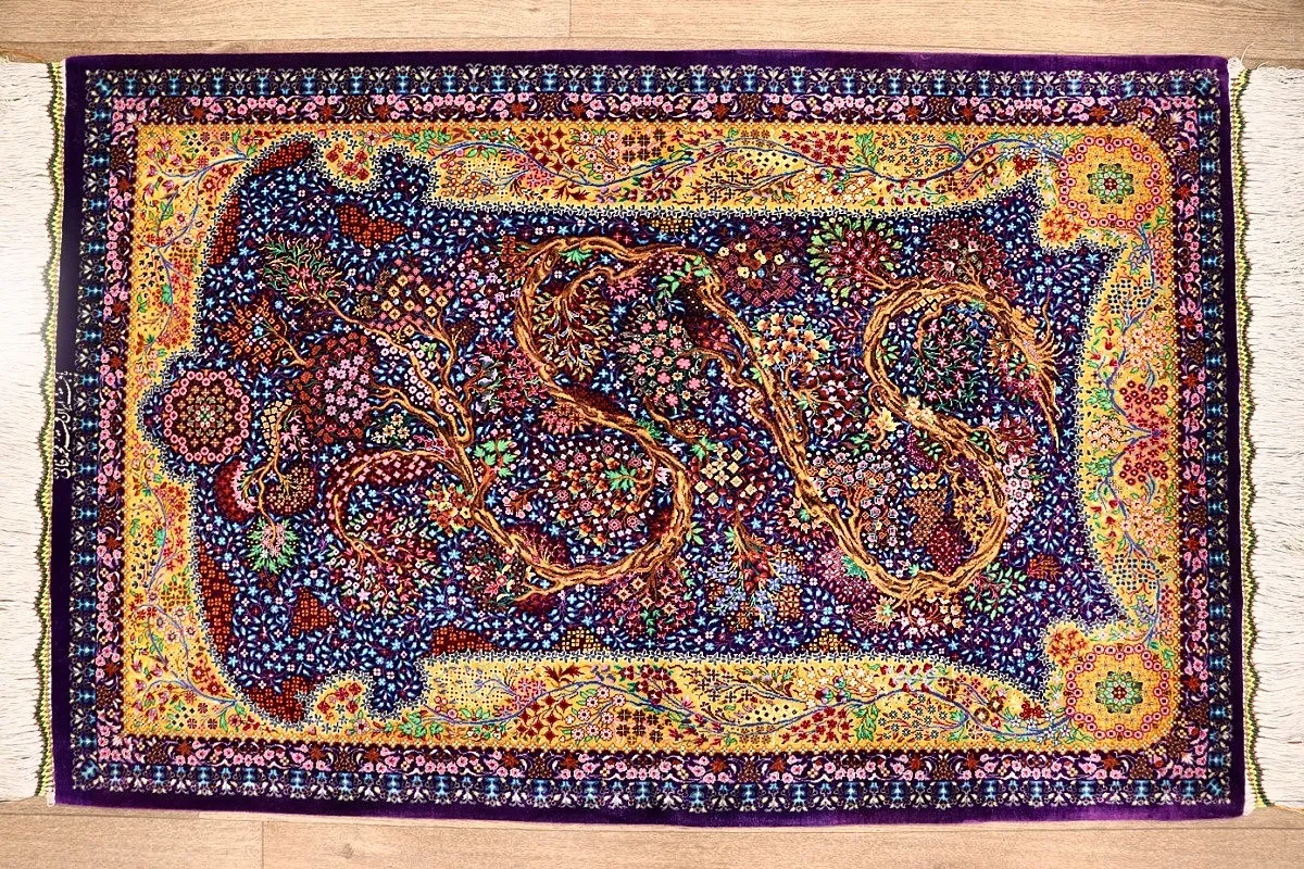 Ghom Perserteppich aus Iran, 123 × 80 cm