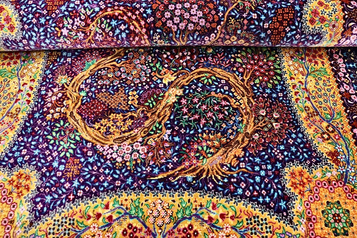 Ghom Perserteppich aus Iran, 123 × 80 cm