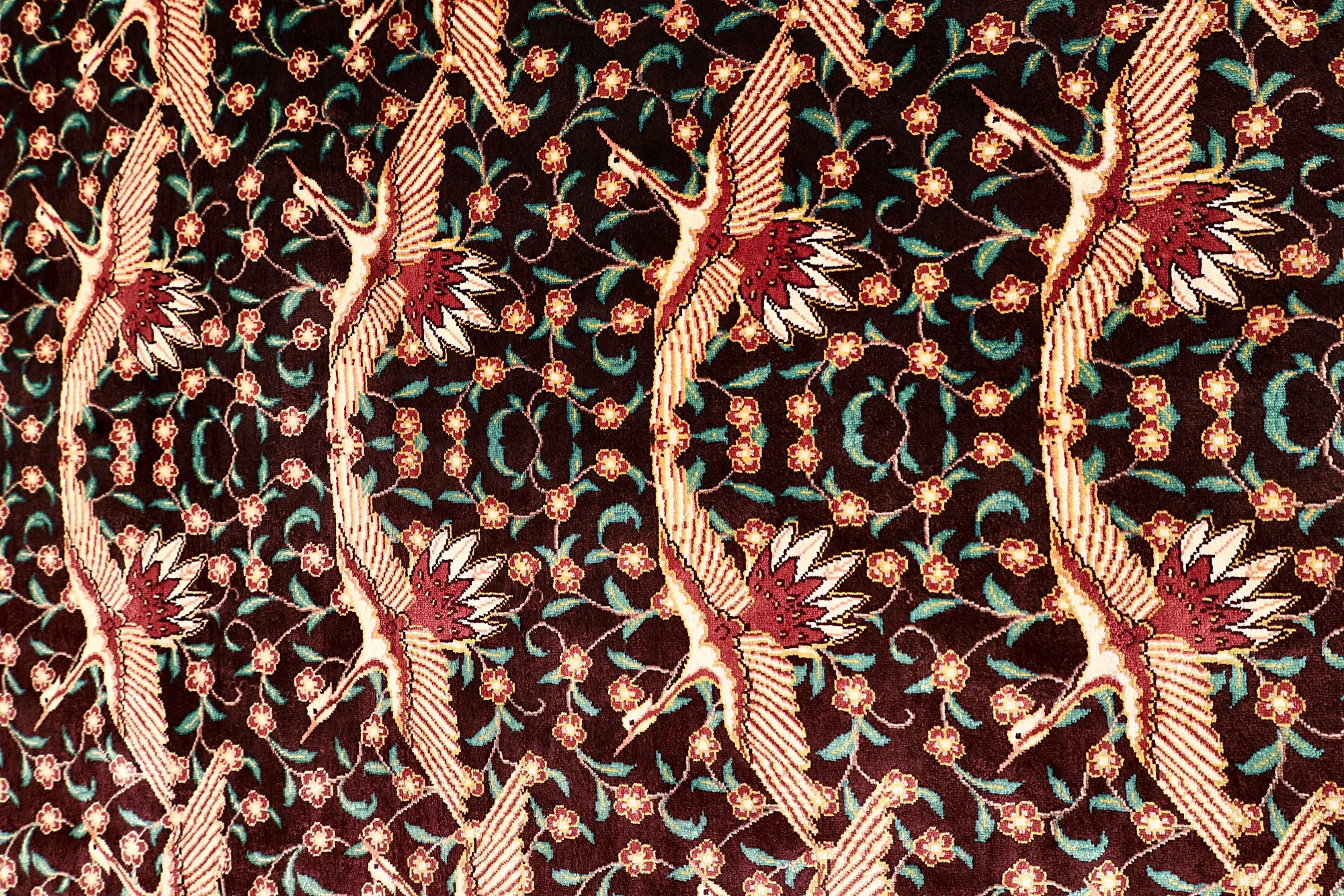 Handgeknüpfter Ghom Perserteppich, 123 × 82 cm, Seide