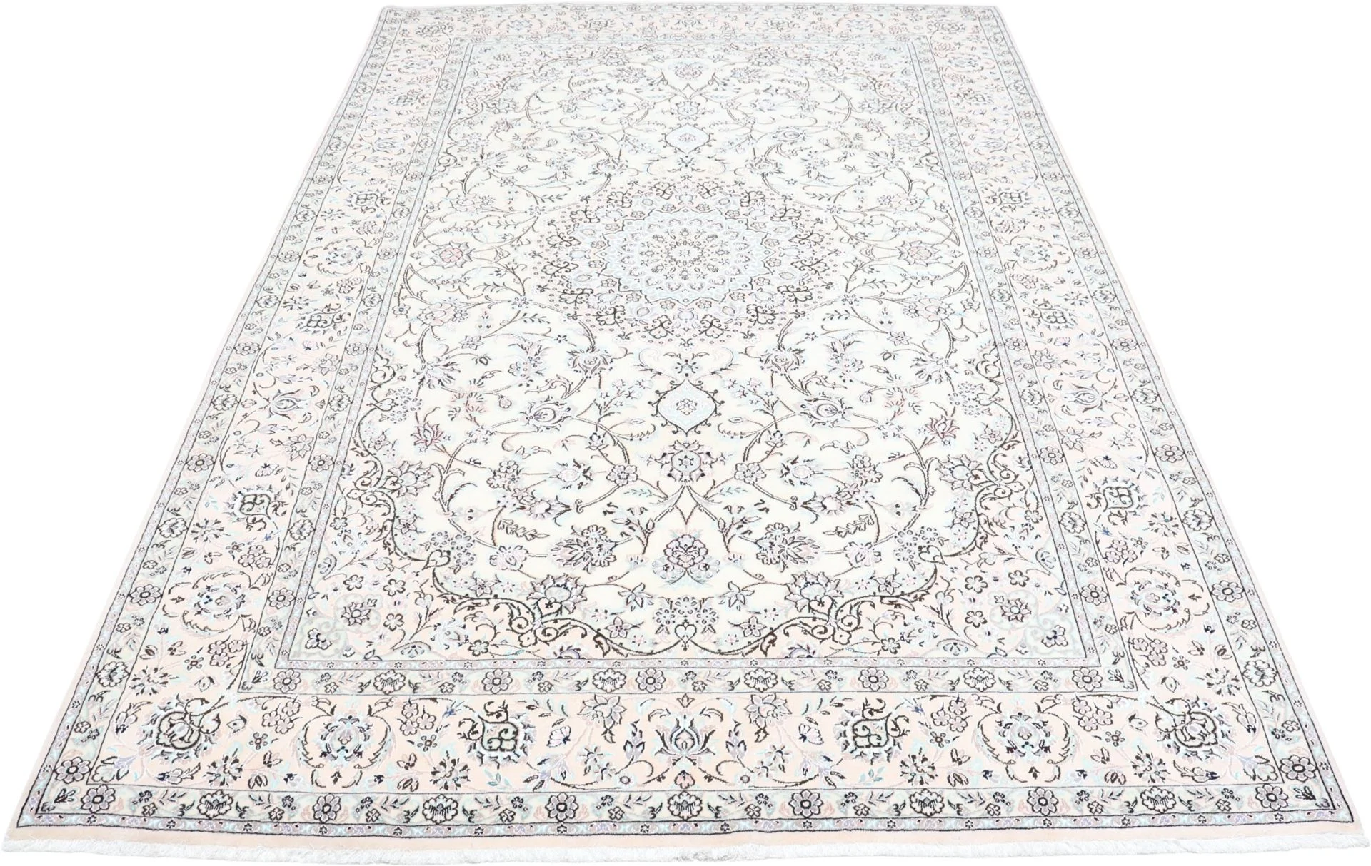 Handgeknüpfter Nain Perserteppich, 202 × 310 cm, Wolle & Seide