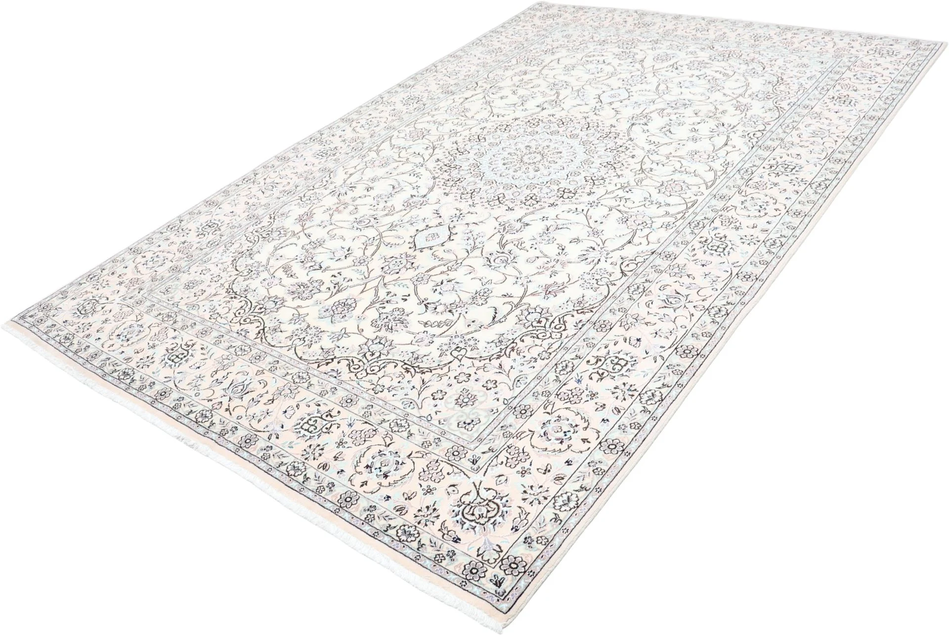 Handgeknüpfter Nain Perserteppich, 202 × 310 cm, Wolle & Seide