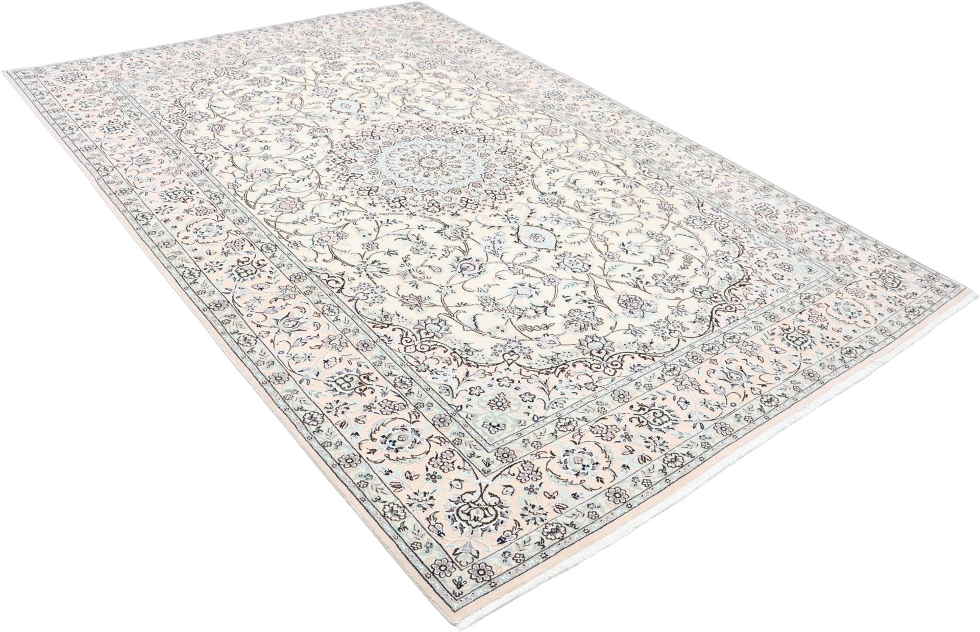 Handgeknüpfter Nain Perserteppich, 202 × 310 cm, Wolle & Seide