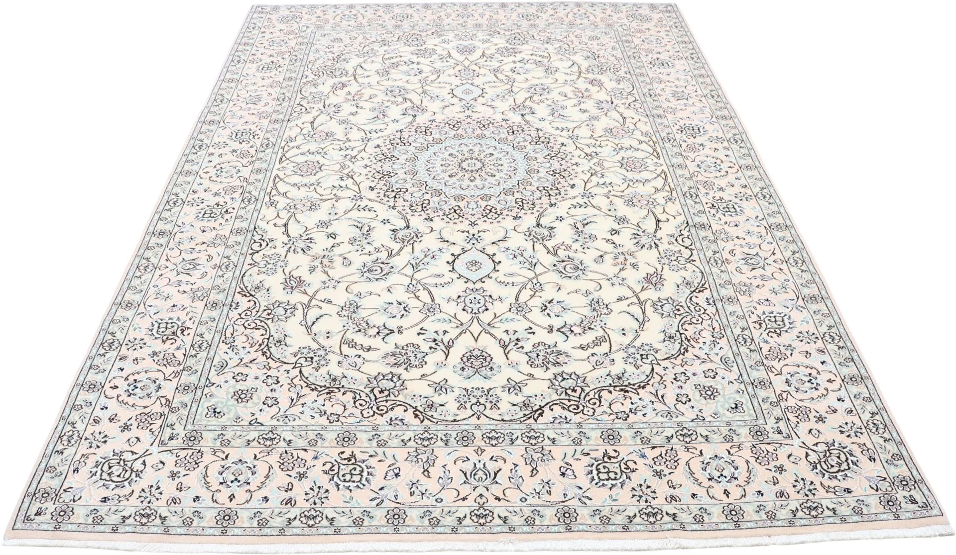 Handgeknüpfter Nain Perserteppich, 202 × 310 cm, Wolle & Seide