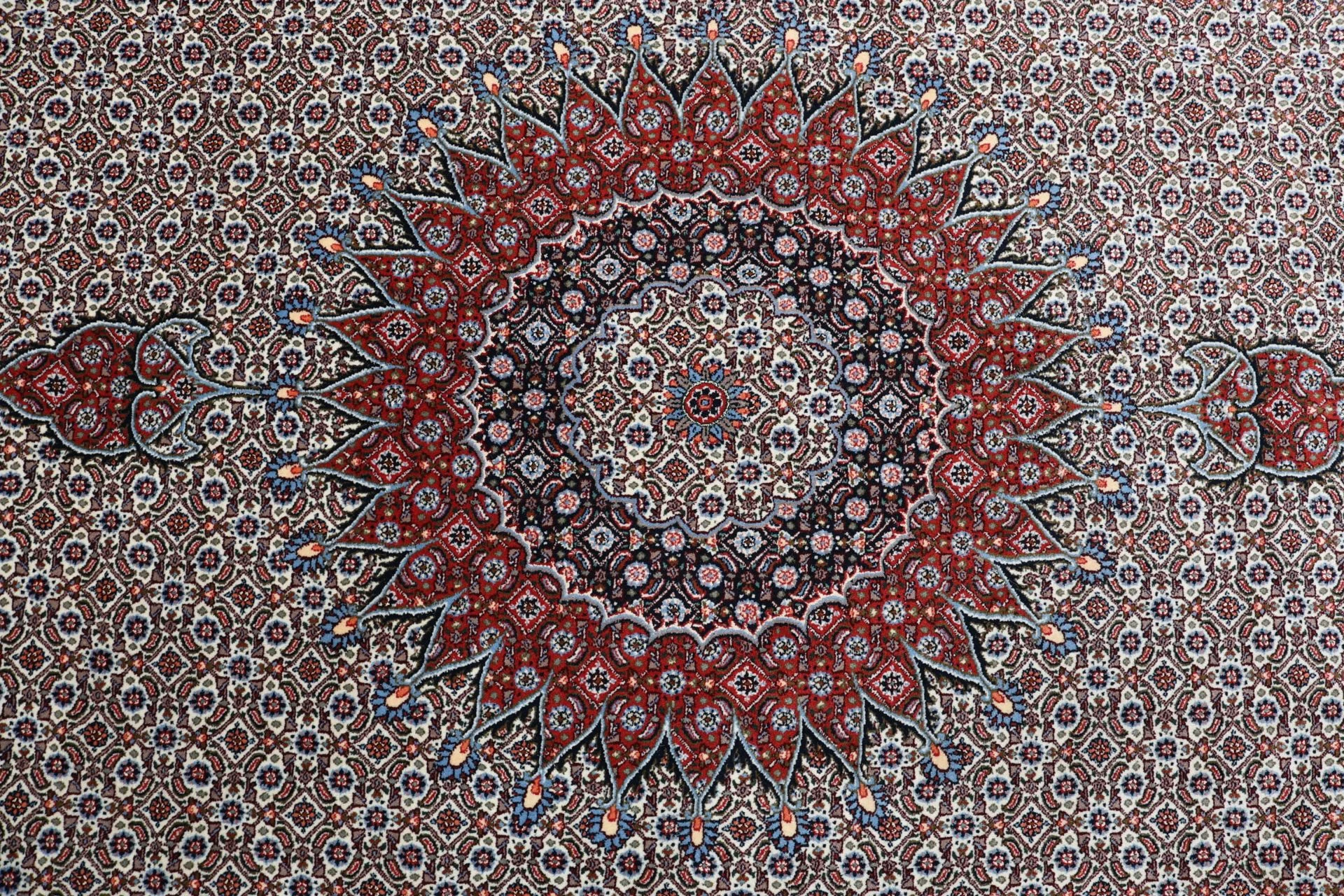 Handgeknüpfter Moud Perserteppich, 245 × 347 cm, Wolle & Seide