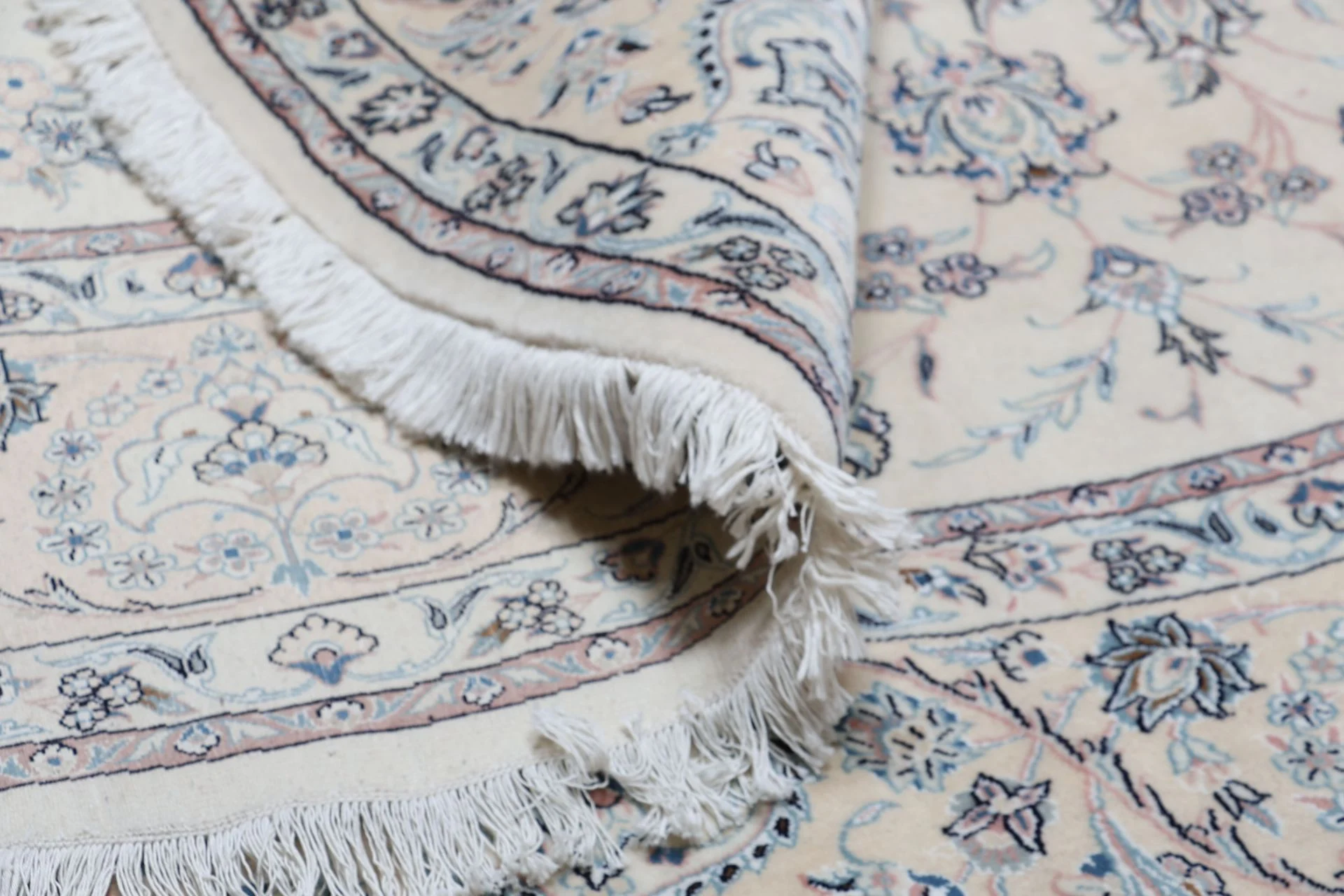 perserteppich-nain-255-x-255-cm-schurwolle-handgeknupft-rund-79 Nain Perserteppich aus Iran, 255 × 255 cm