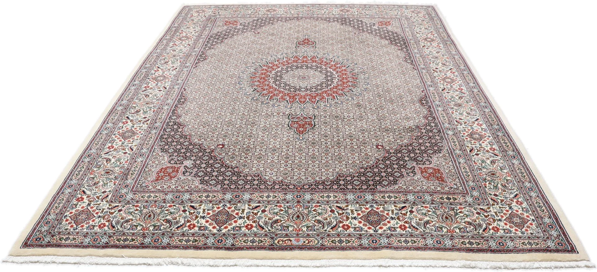 Moud Perserteppich 256 × 348 cm aus Wolle & Seide, handgeknüpft