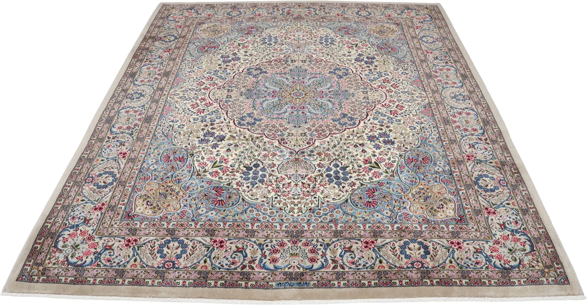 Kerman Perserteppich 250 × 300 cm aus Wolle & Seide, handgeknüpft