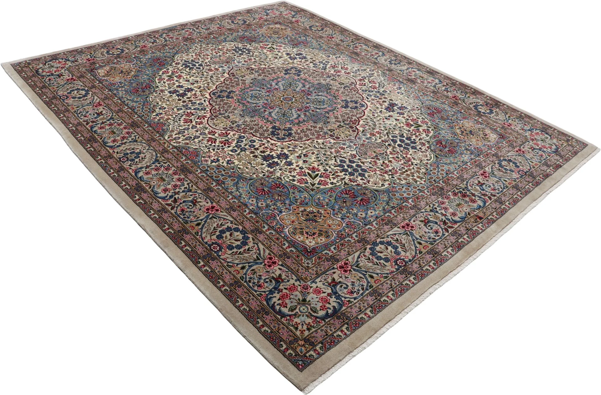 Kerman Perserteppich 250 × 300 cm aus Wolle & Seide, handgeknüpft