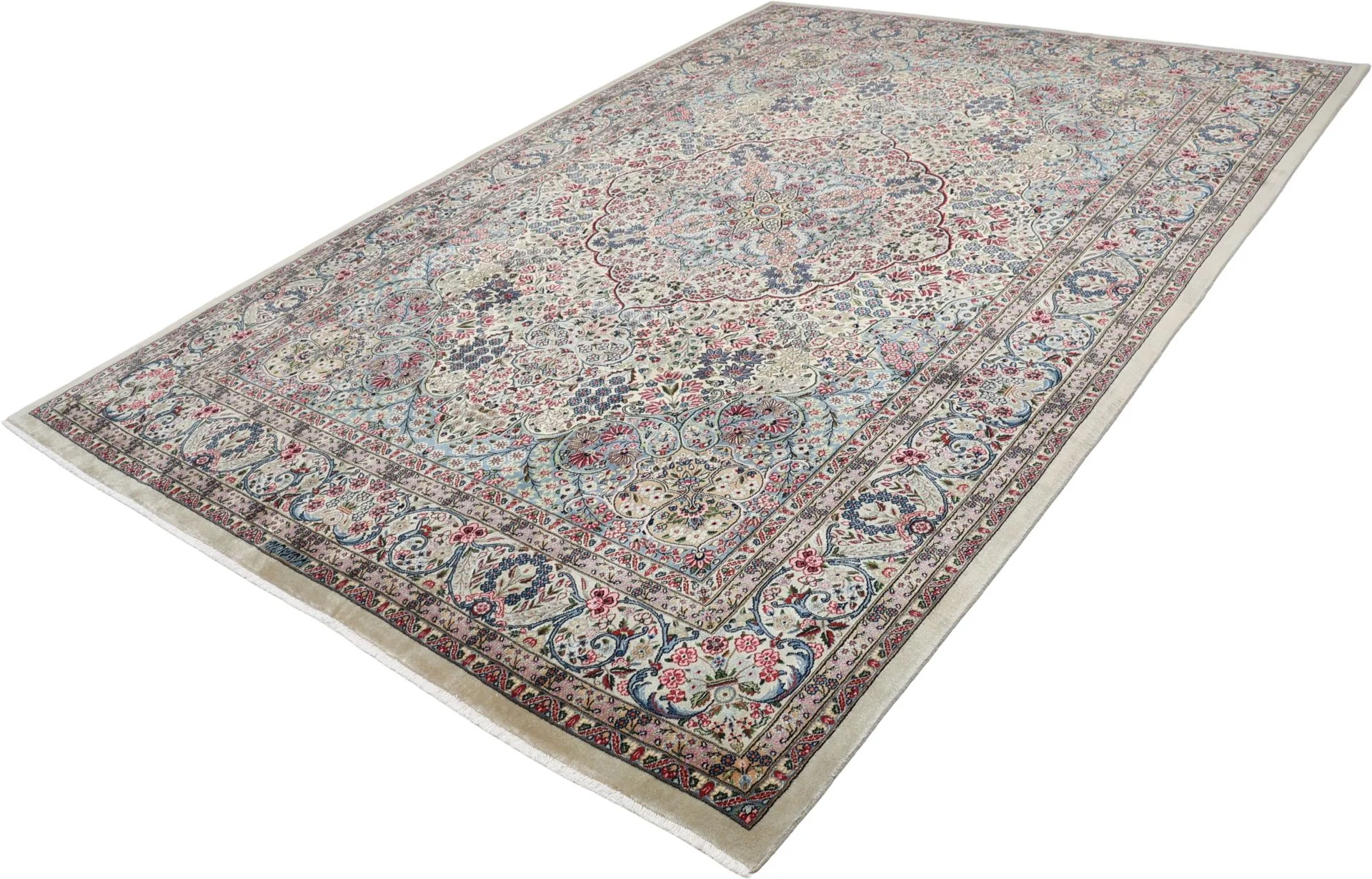Kerman Perserteppich 250 × 360 cm aus Wolle & Seide, handgeknüpft