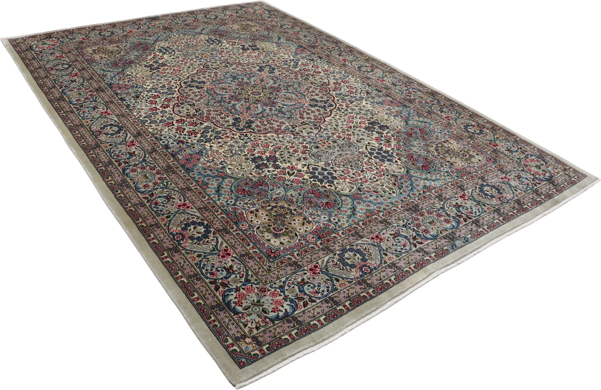Kerman Perserteppich 250 × 360 cm aus Wolle & Seide, handgeknüpft