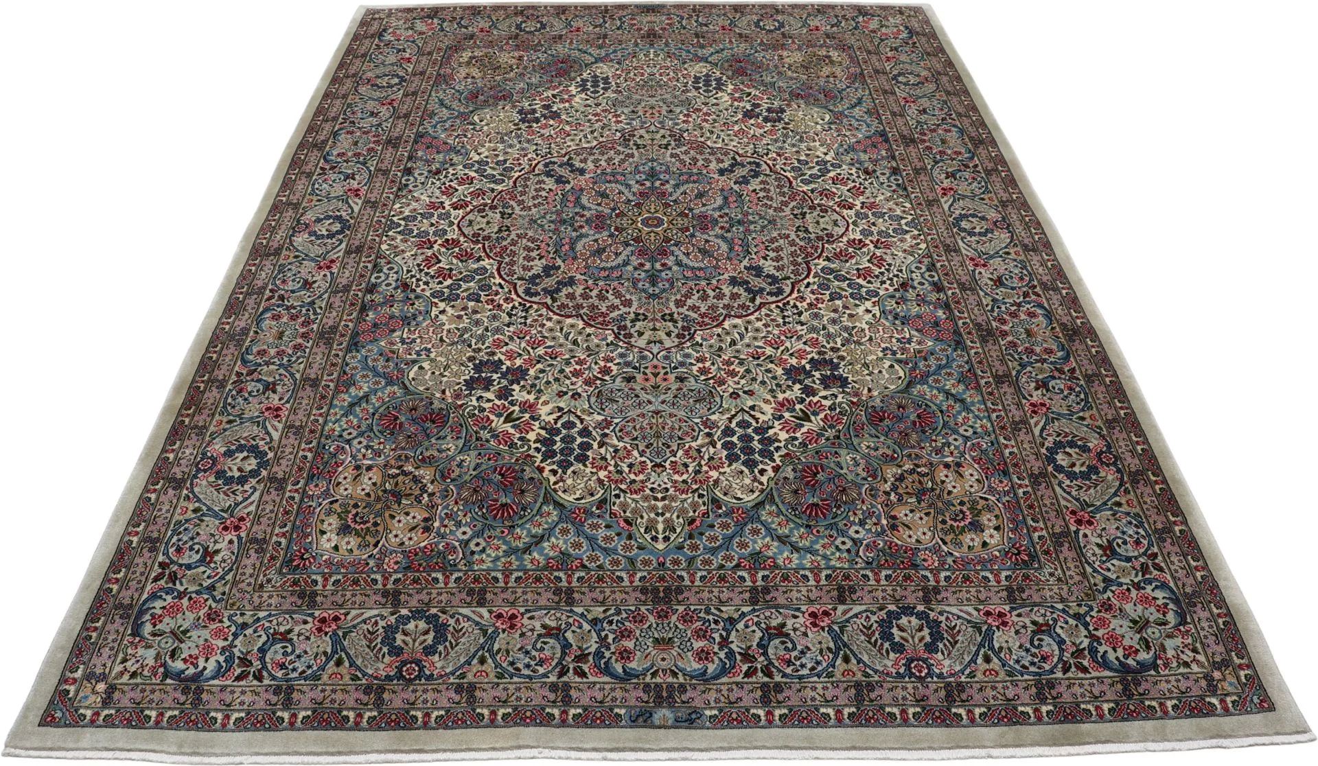 Kerman Perserteppich 250 × 360 cm aus Wolle & Seide, handgeknüpft