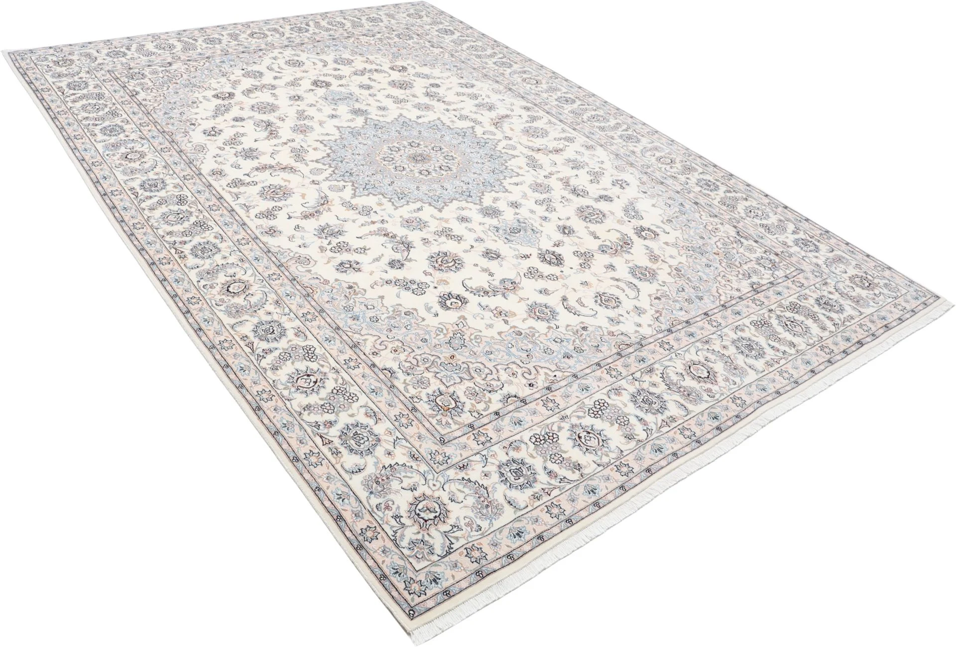 Handgeknüpfter Nain Perserteppich, 255 × 366 cm, Wolle & Seide