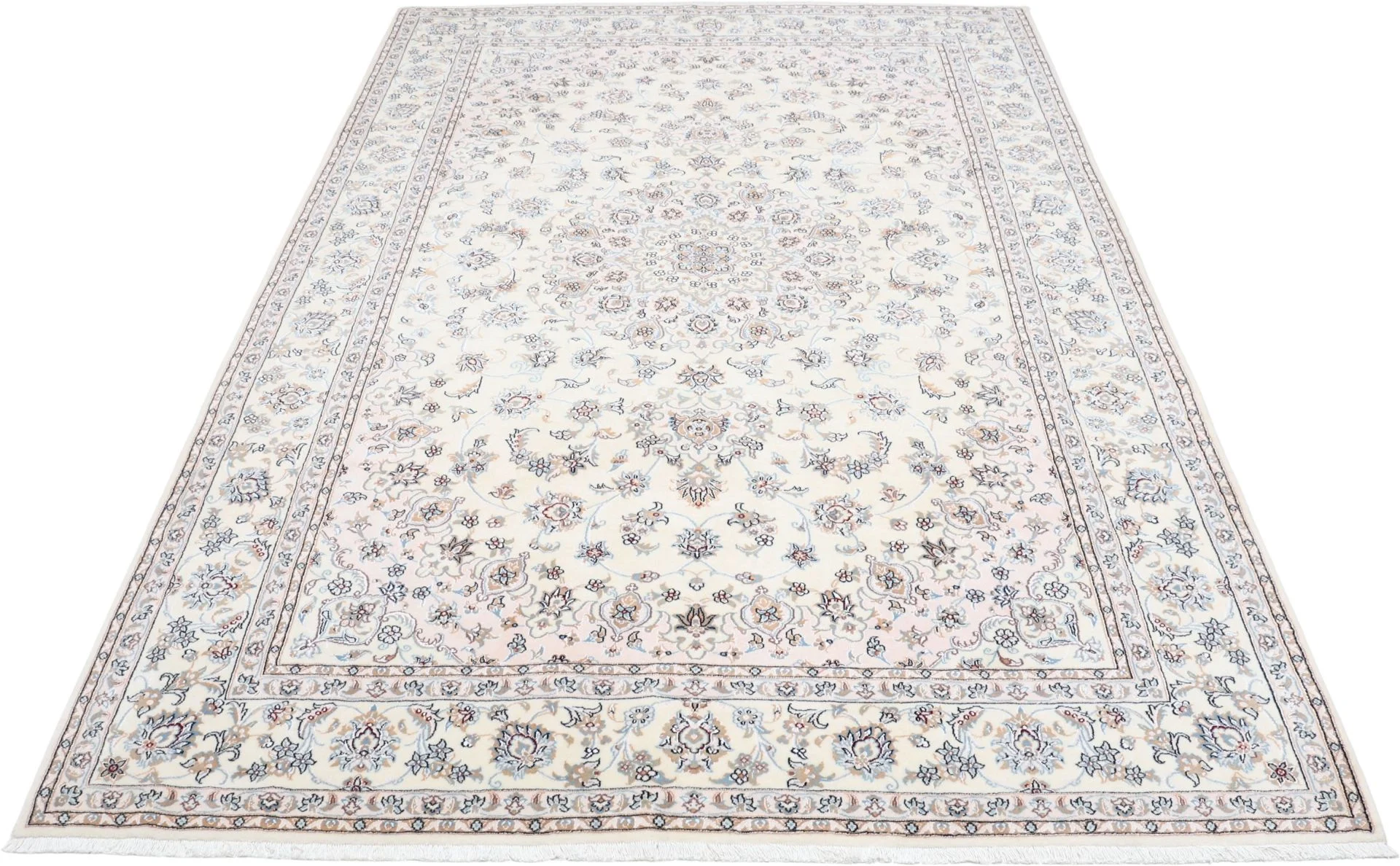 Handgeknüpfter Nain Perserteppich, 202 × 298 cm, Wolle & Seide