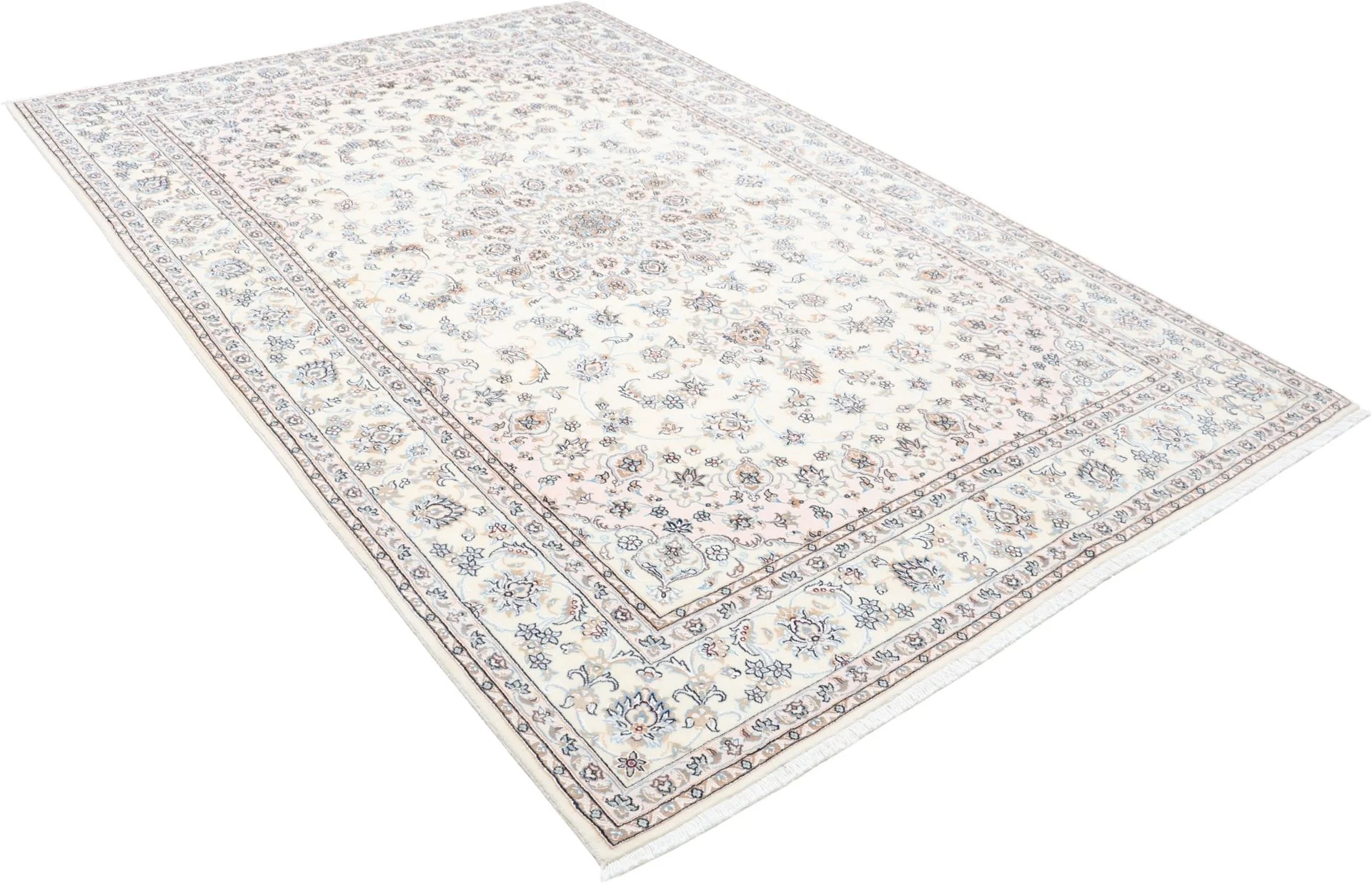 Handgeknüpfter Nain Perserteppich, 202 × 298 cm, Wolle & Seide