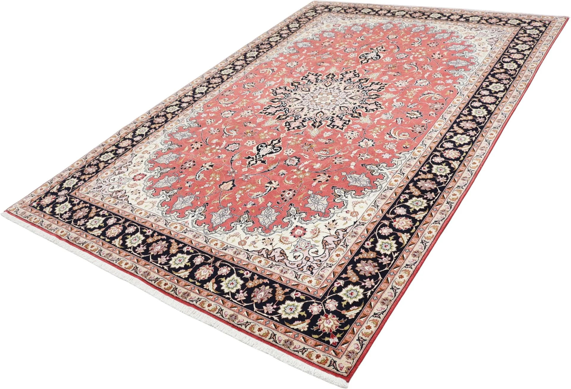 Handgeknüpfter Täbriz Perserteppich, 200 × 302 cm, Wolle & Seide