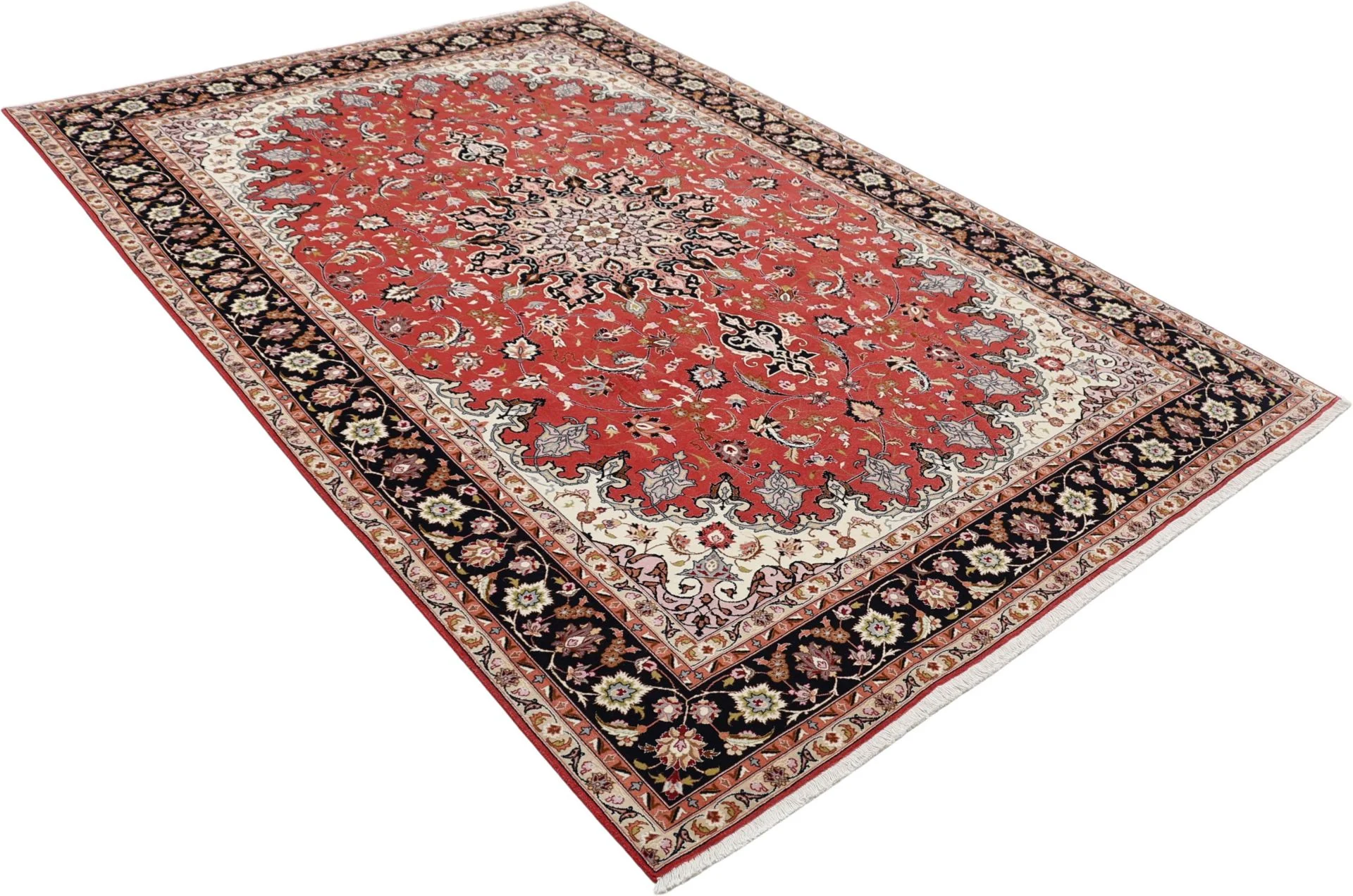 Handgeknüpfter Täbriz Perserteppich, 200 × 302 cm, Wolle & Seide