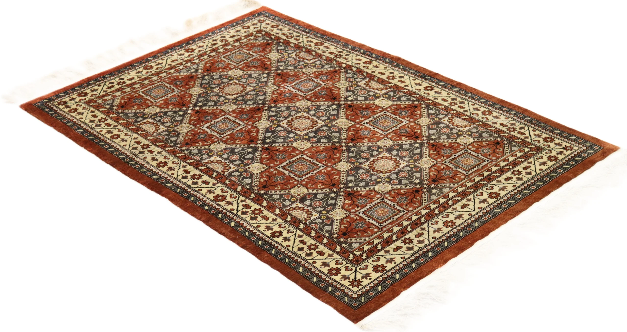 Perserteppich 183 × 122 cm aus Seide, handgeknüpft