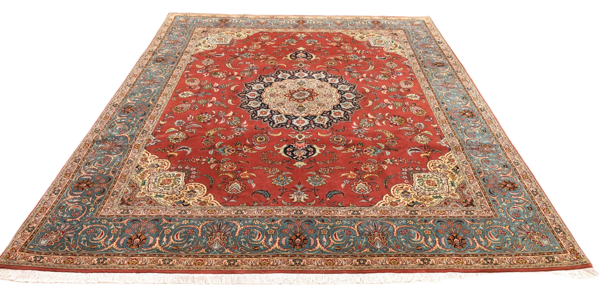 Handgeknüpfter Täbriz Perserteppich, 308 × 249 cm, Wolle & Seide
