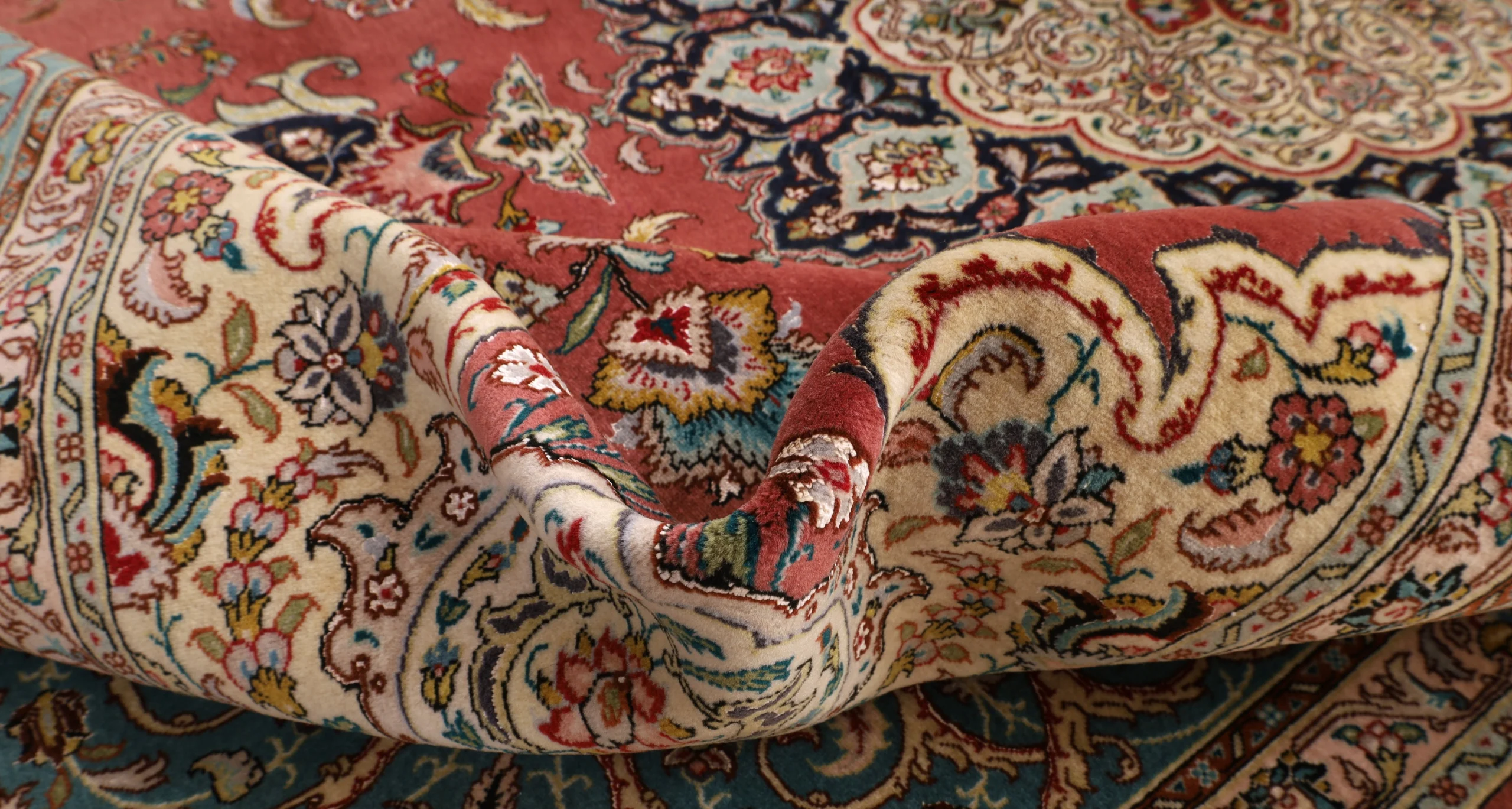 Handgeknüpfter Täbriz Perserteppich, 308 × 249 cm, Wolle & Seide