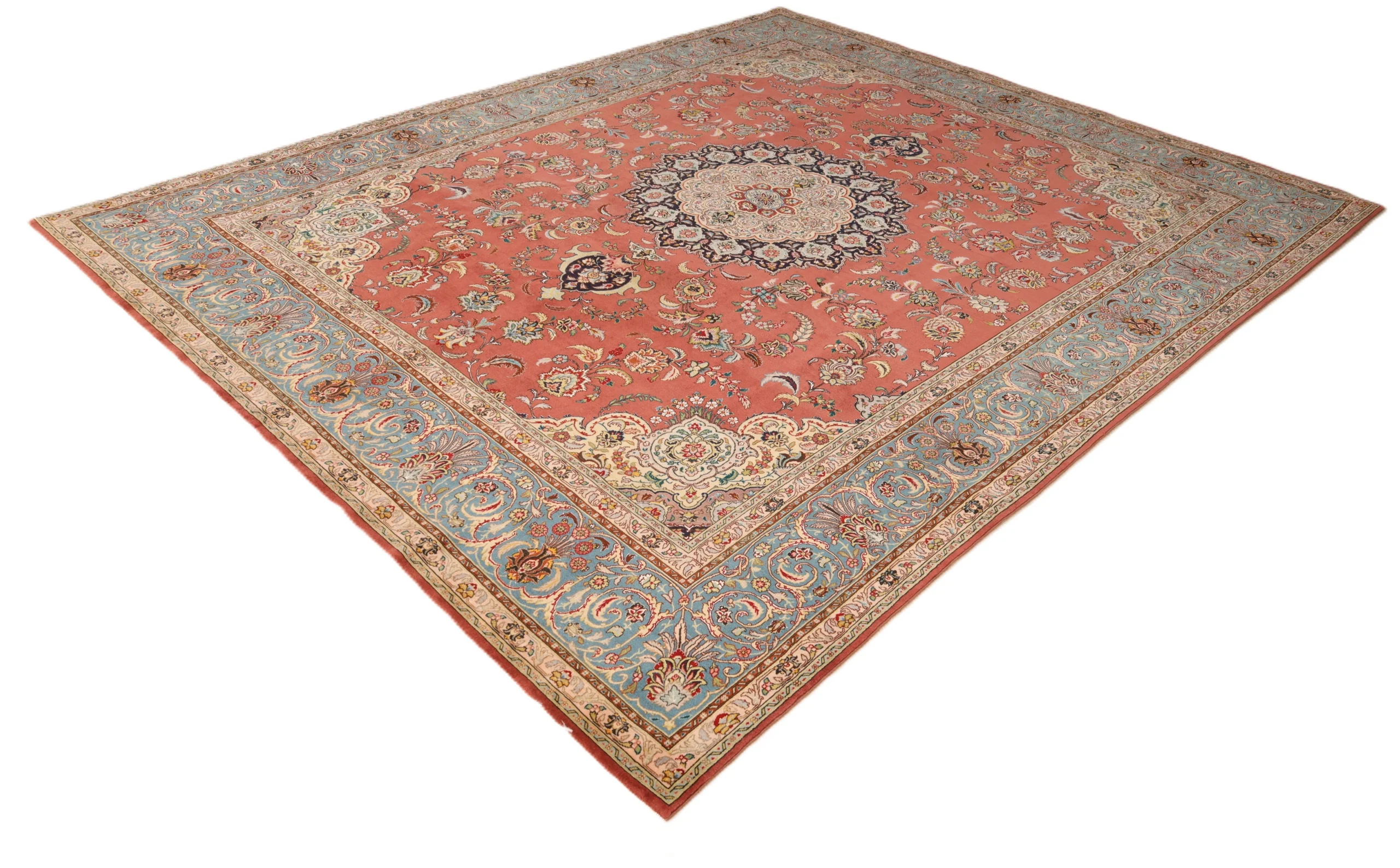 Handgeknüpfter Täbriz Perserteppich, 308 × 249 cm, Wolle & Seide