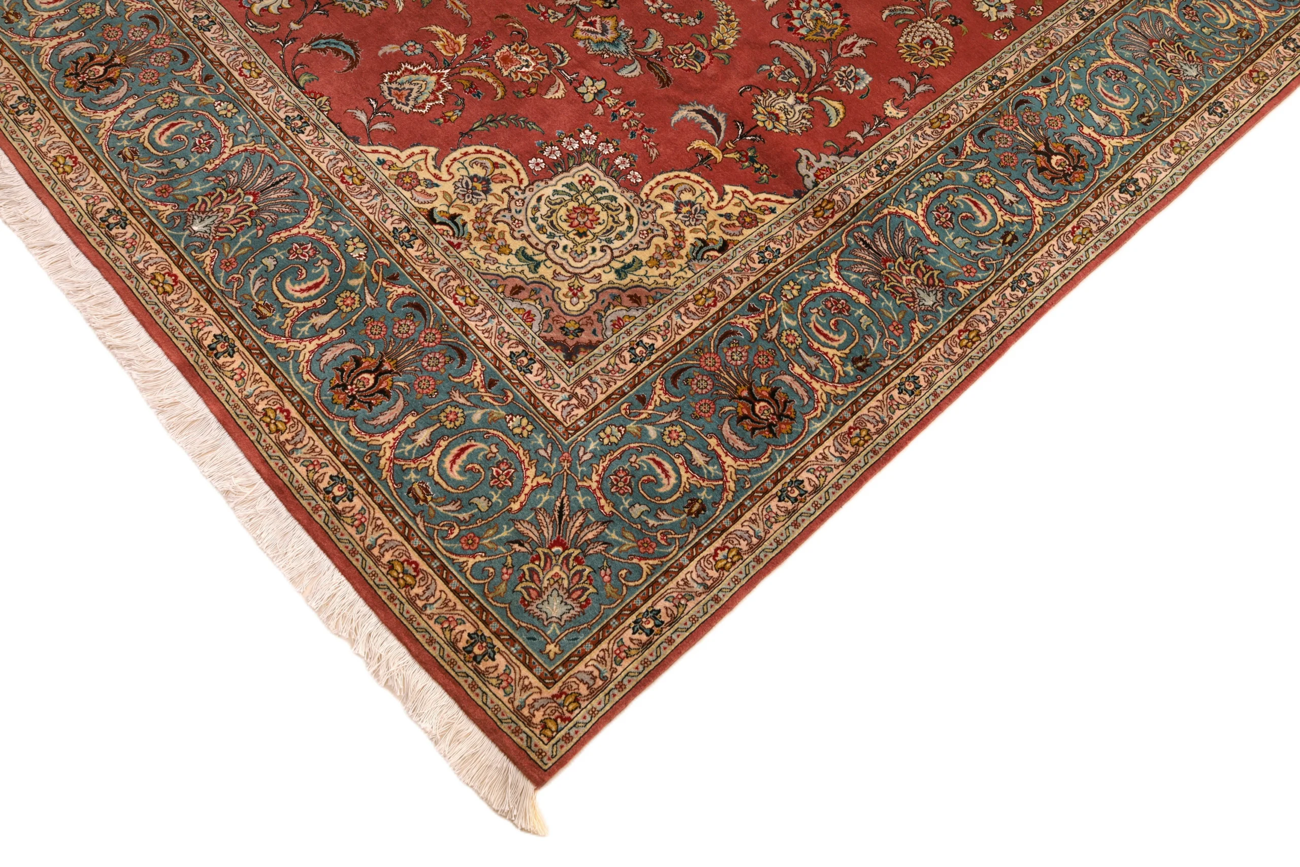 Handgeknüpfter Täbriz Perserteppich, 308 × 249 cm, Wolle & Seide
