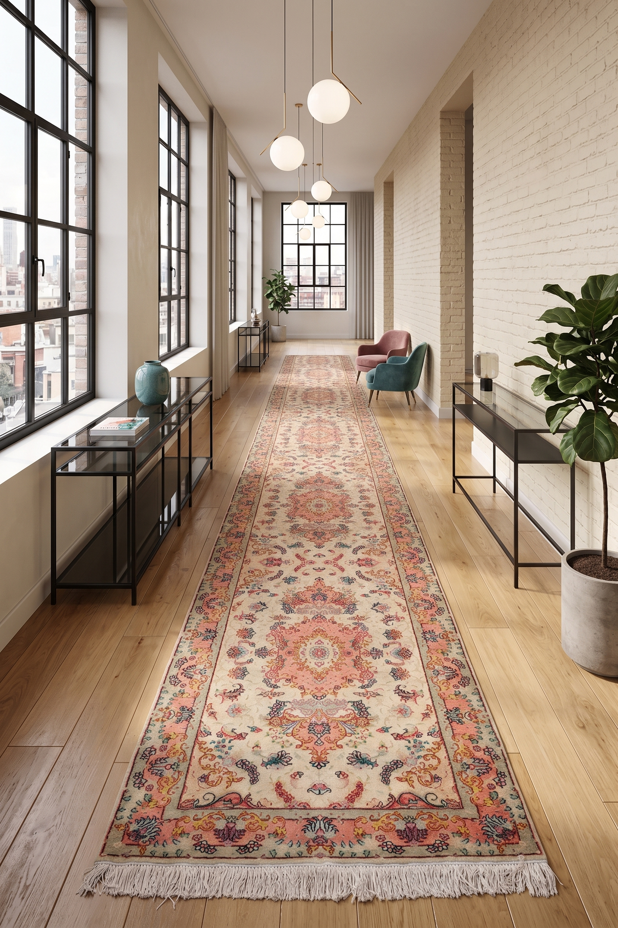 perserteppich-tabriz-680-x-85-cm-wolle-seide-handgeknupft-laufer-11 Täbriz Perserteppich 680 × 85 cm aus Wolle & Seide, handgeknüpft