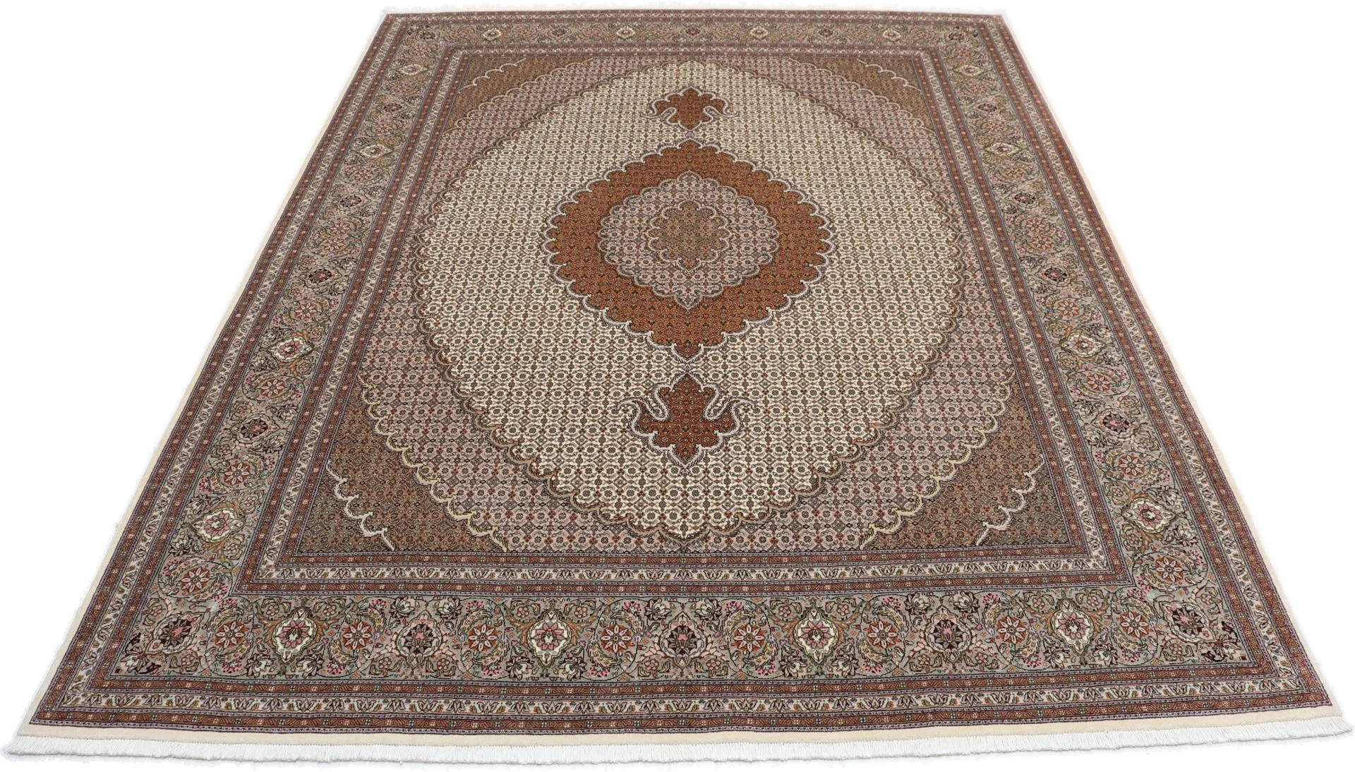 Täbriz Perserteppich 200 × 260 cm aus Wolle & Seide, handgeknüpft
