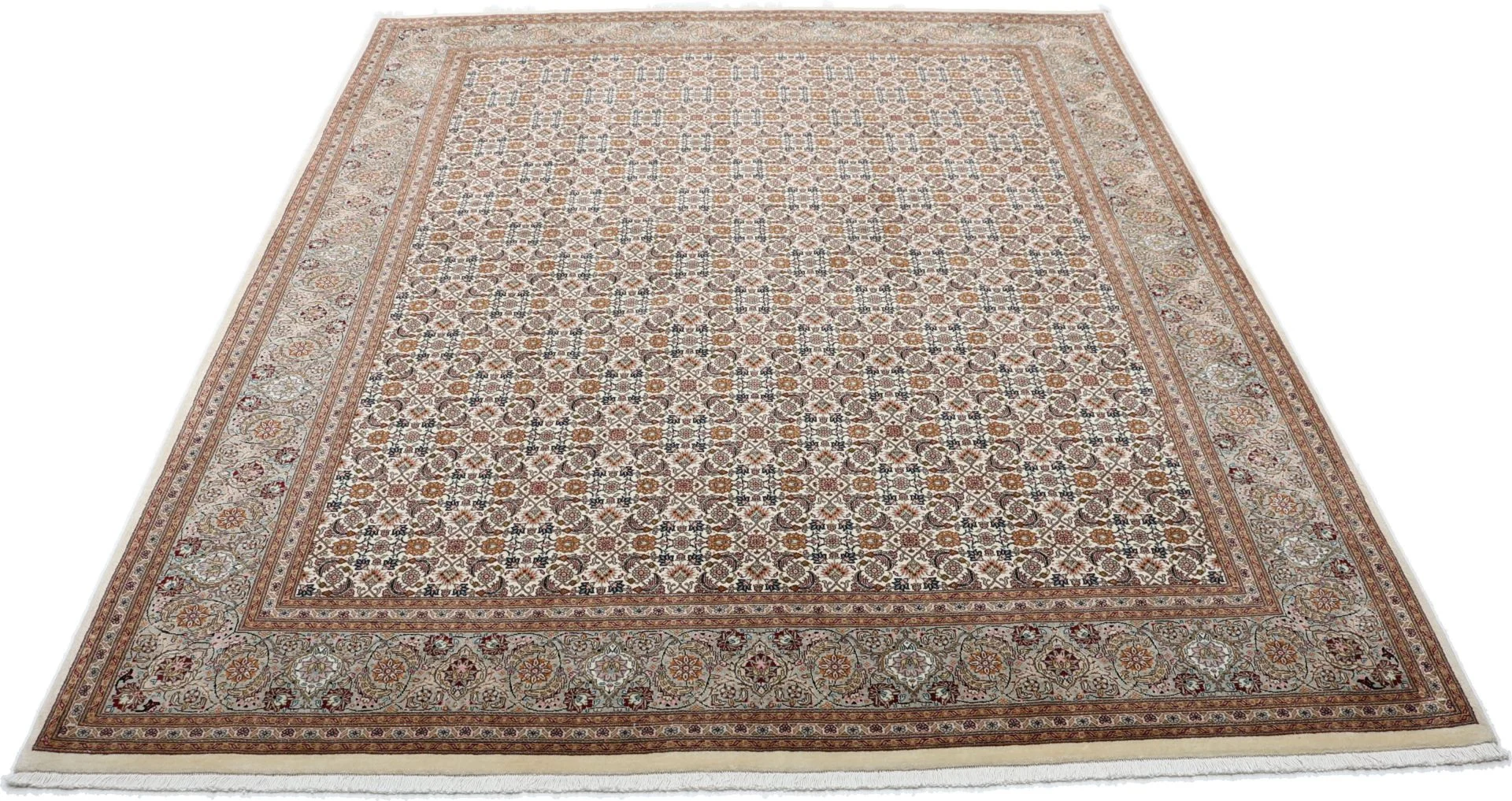 Handgeknüpfter Täbriz Perserteppich, 202 × 246 cm, Wolle & Seide