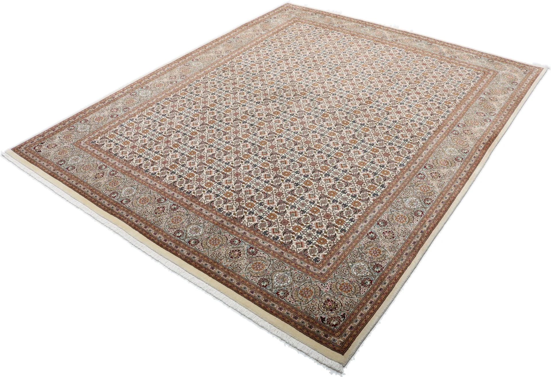 Handgeknüpfter Täbriz Perserteppich, 202 × 246 cm, Wolle & Seide