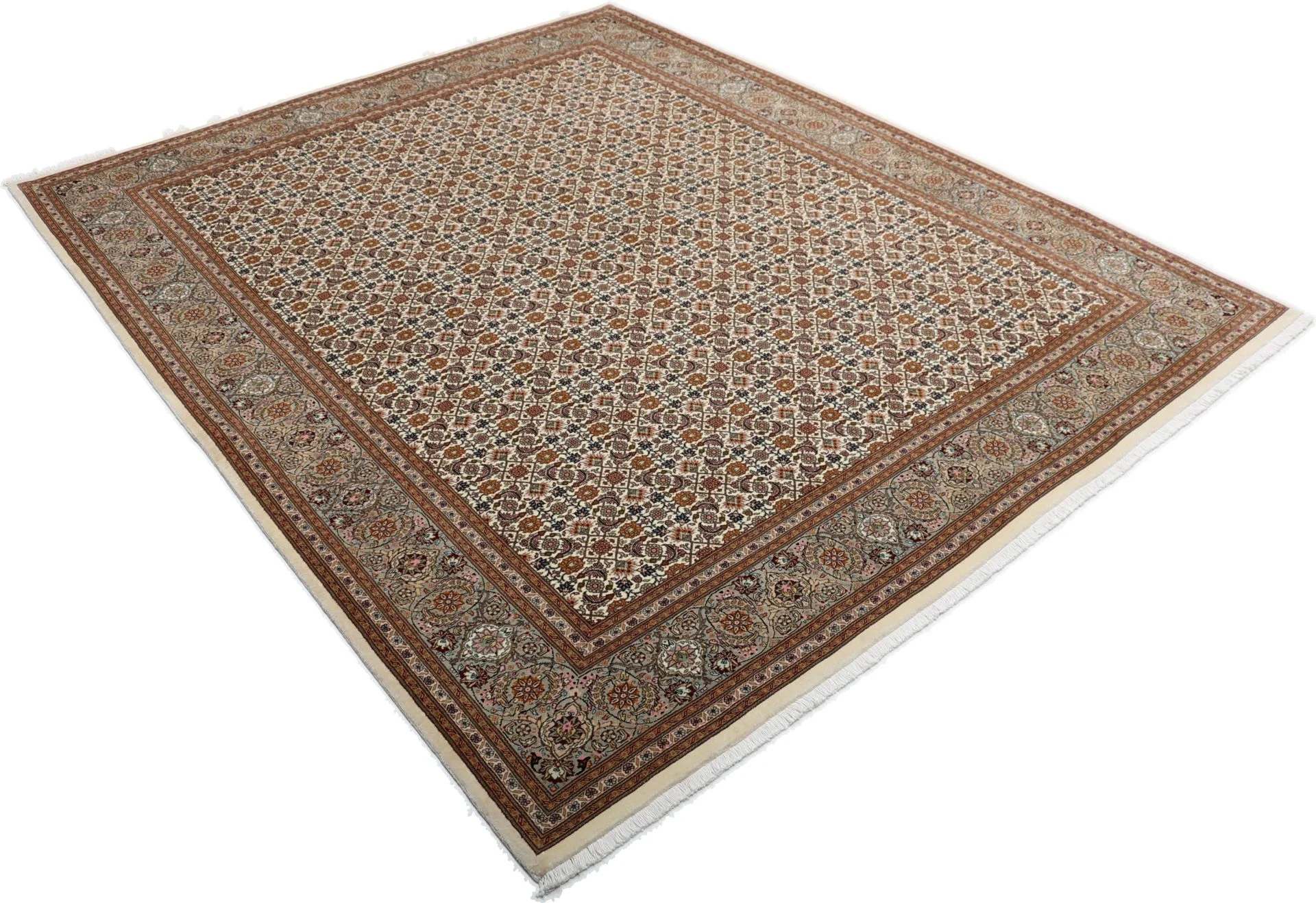 Handgeknüpfter Täbriz Perserteppich, 202 × 246 cm, Wolle & Seide