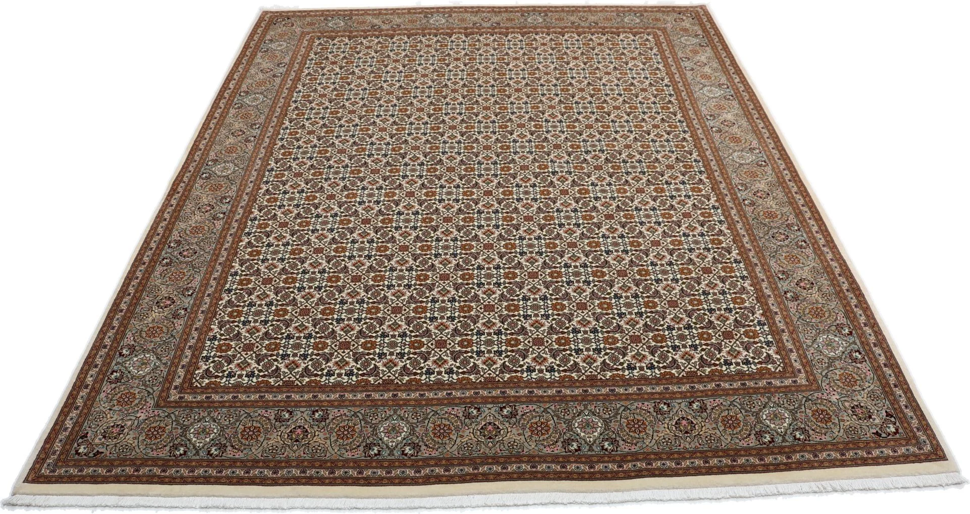 Handgeknüpfter Täbriz Perserteppich, 202 × 246 cm, Wolle & Seide