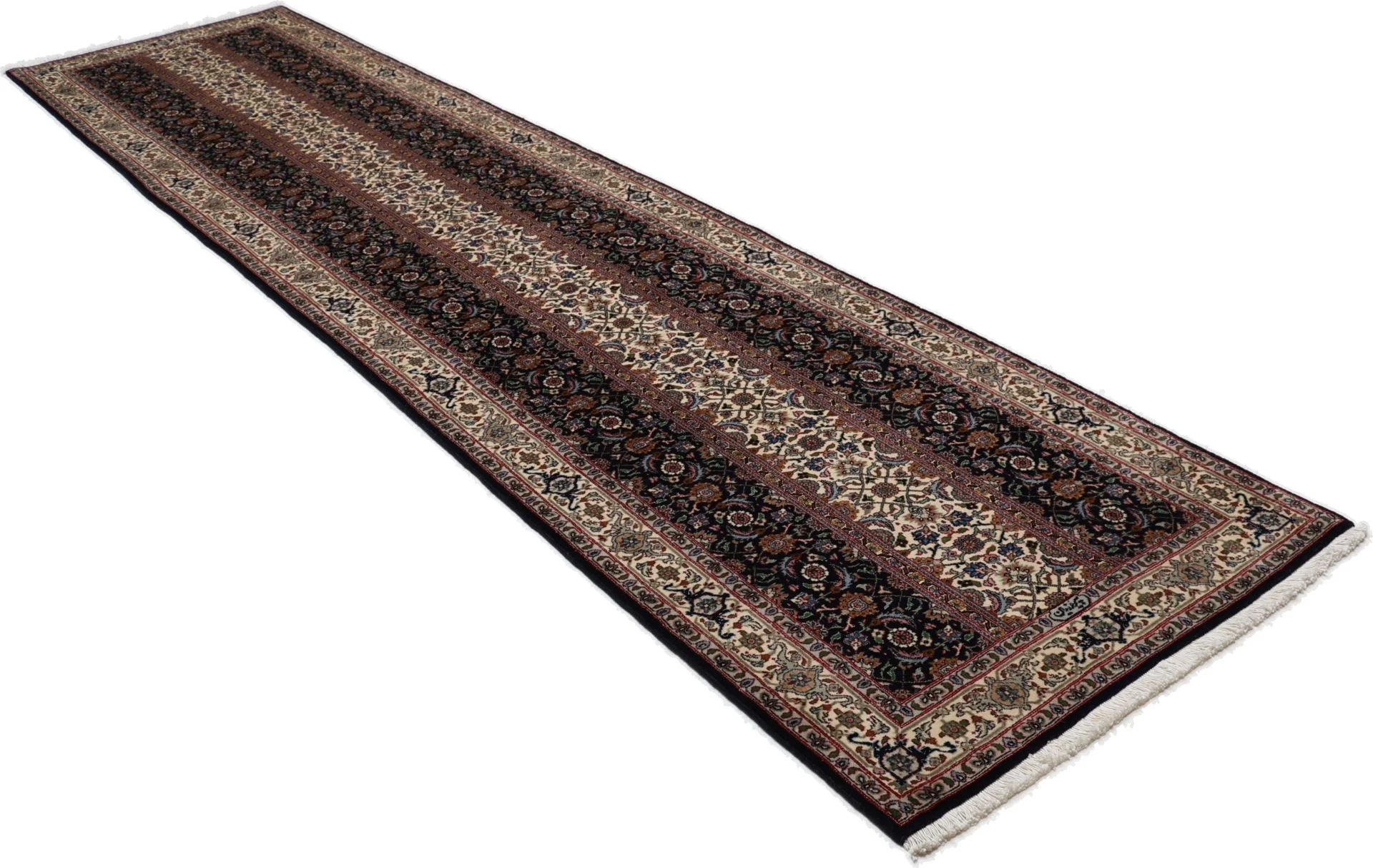 Handgeknüpfter Täbriz Perserteppich, 79 × 345 cm, Wolle & Seide
