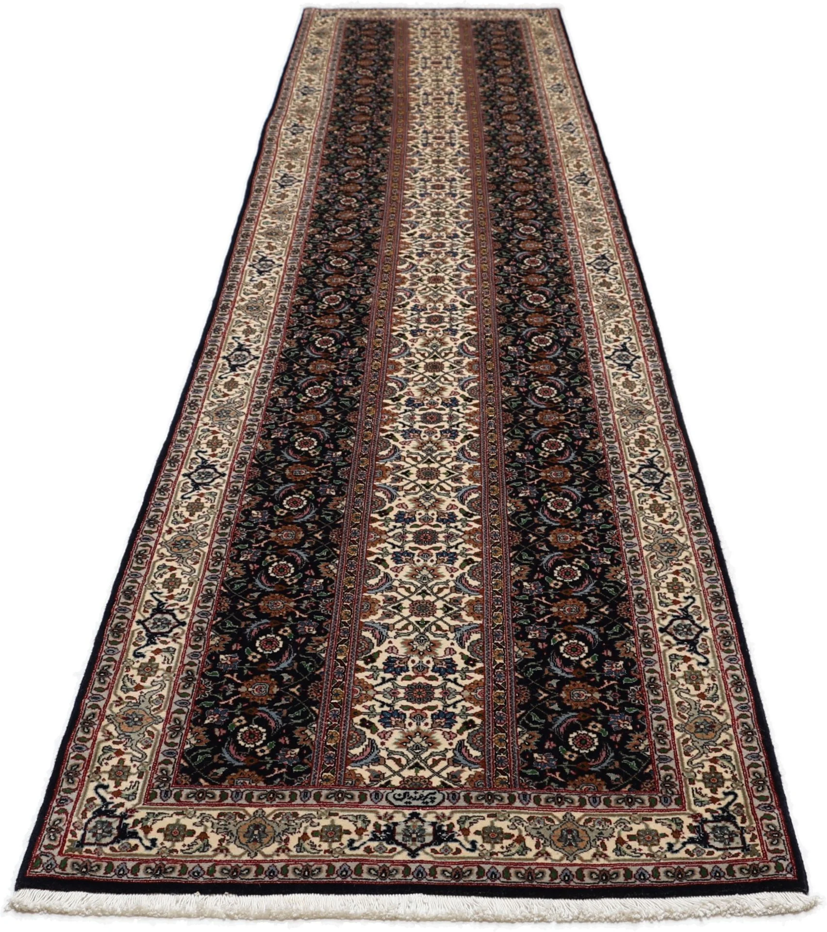 Handgeknüpfter Täbriz Perserteppich, 79 × 345 cm, Wolle & Seide