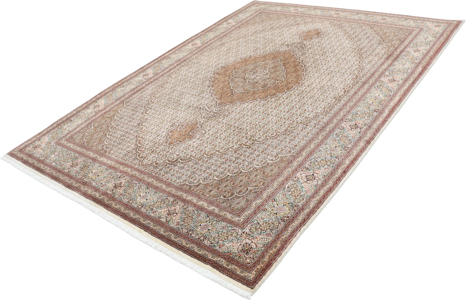 Handgeknüpfter Täbriz Perserteppich, 177 × 247 cm, Wolle & Seide