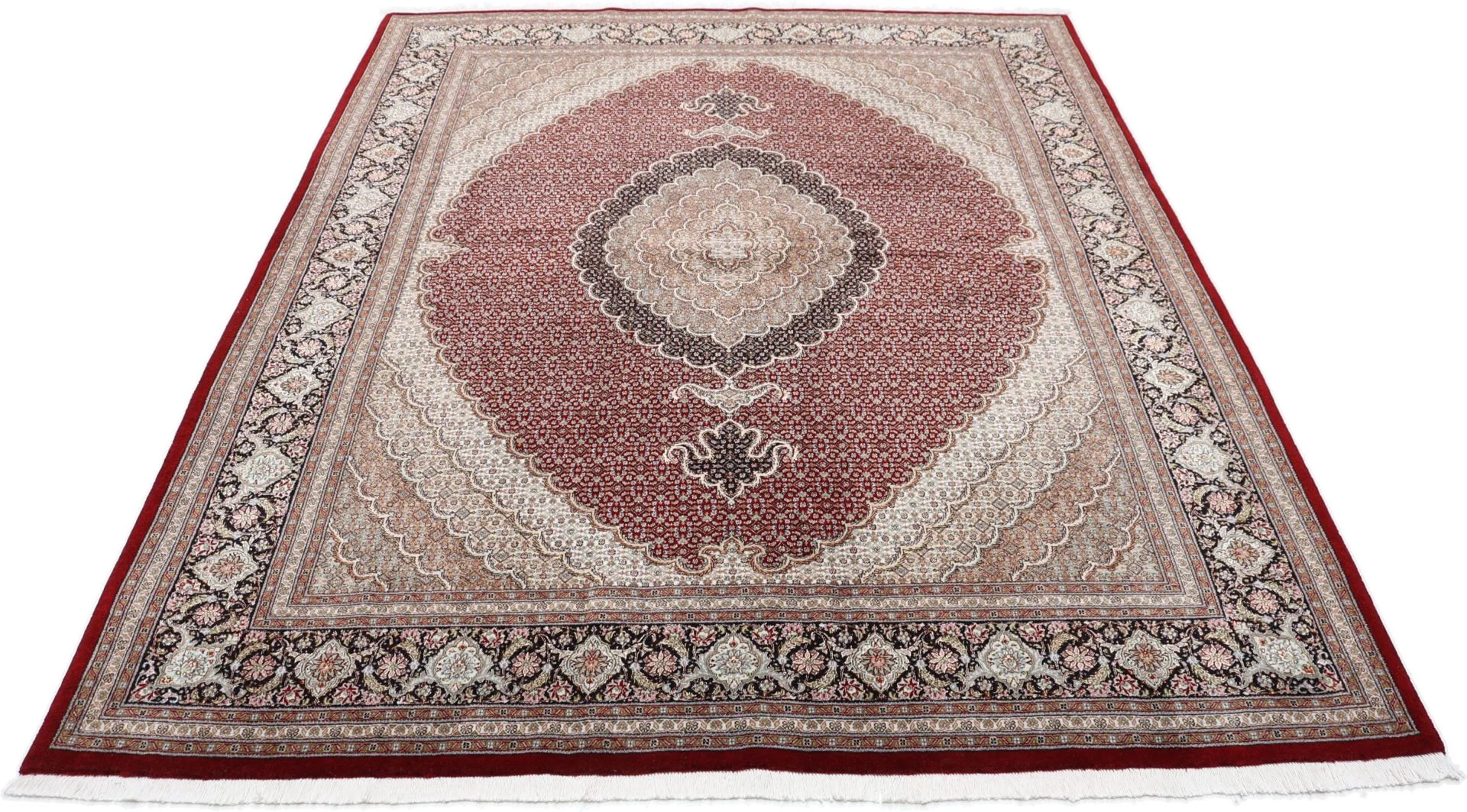 Handgeknüpfter Täbriz Perserteppich, 205 × 261 cm, Wolle & Seide