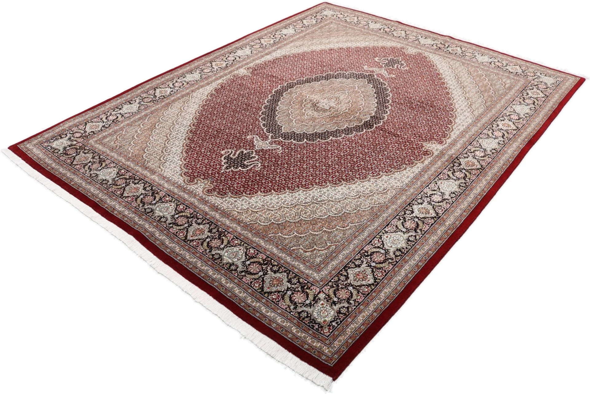 Handgeknüpfter Täbriz Perserteppich, 205 × 261 cm, Wolle & Seide
