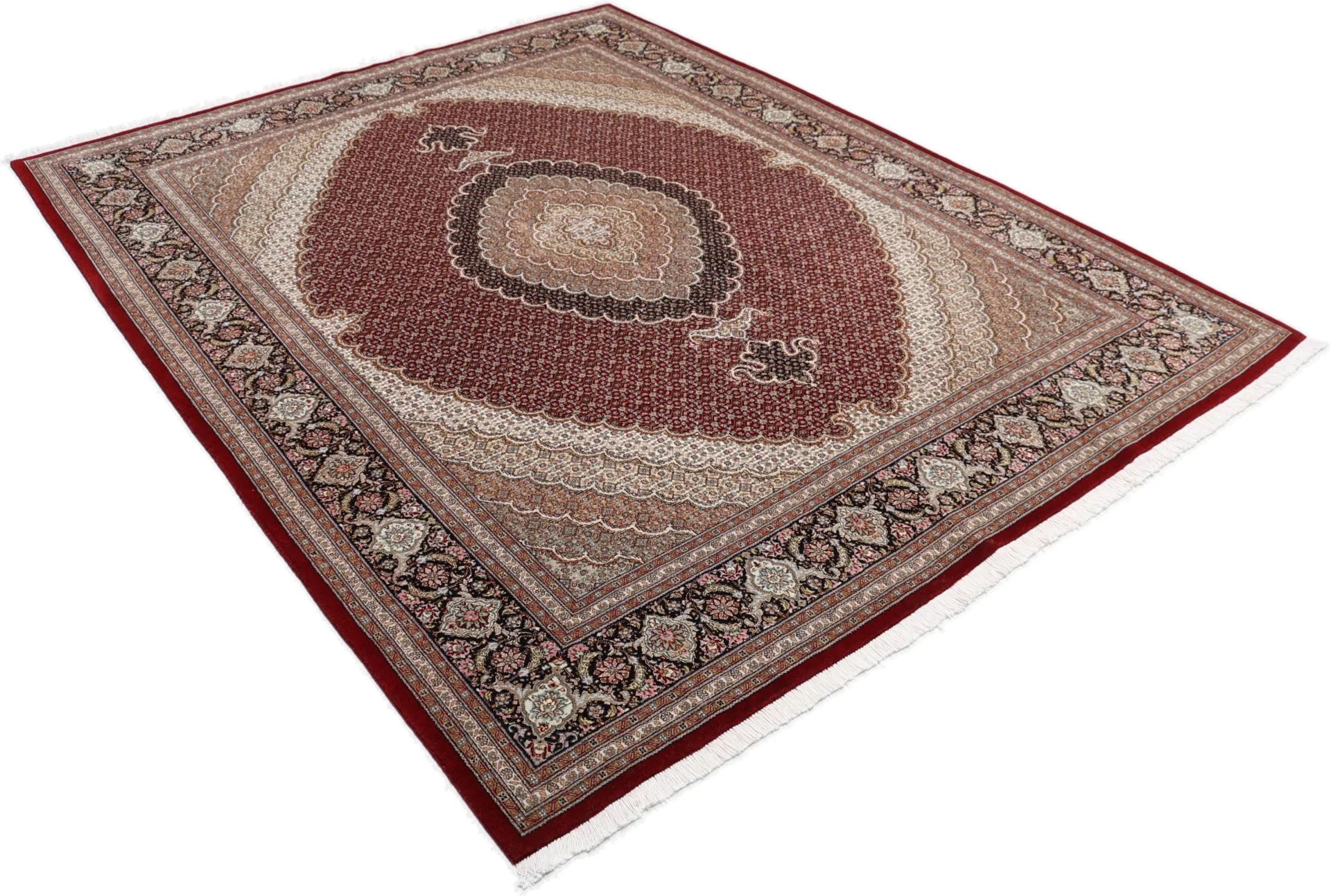Handgeknüpfter Täbriz Perserteppich, 205 × 261 cm, Wolle & Seide