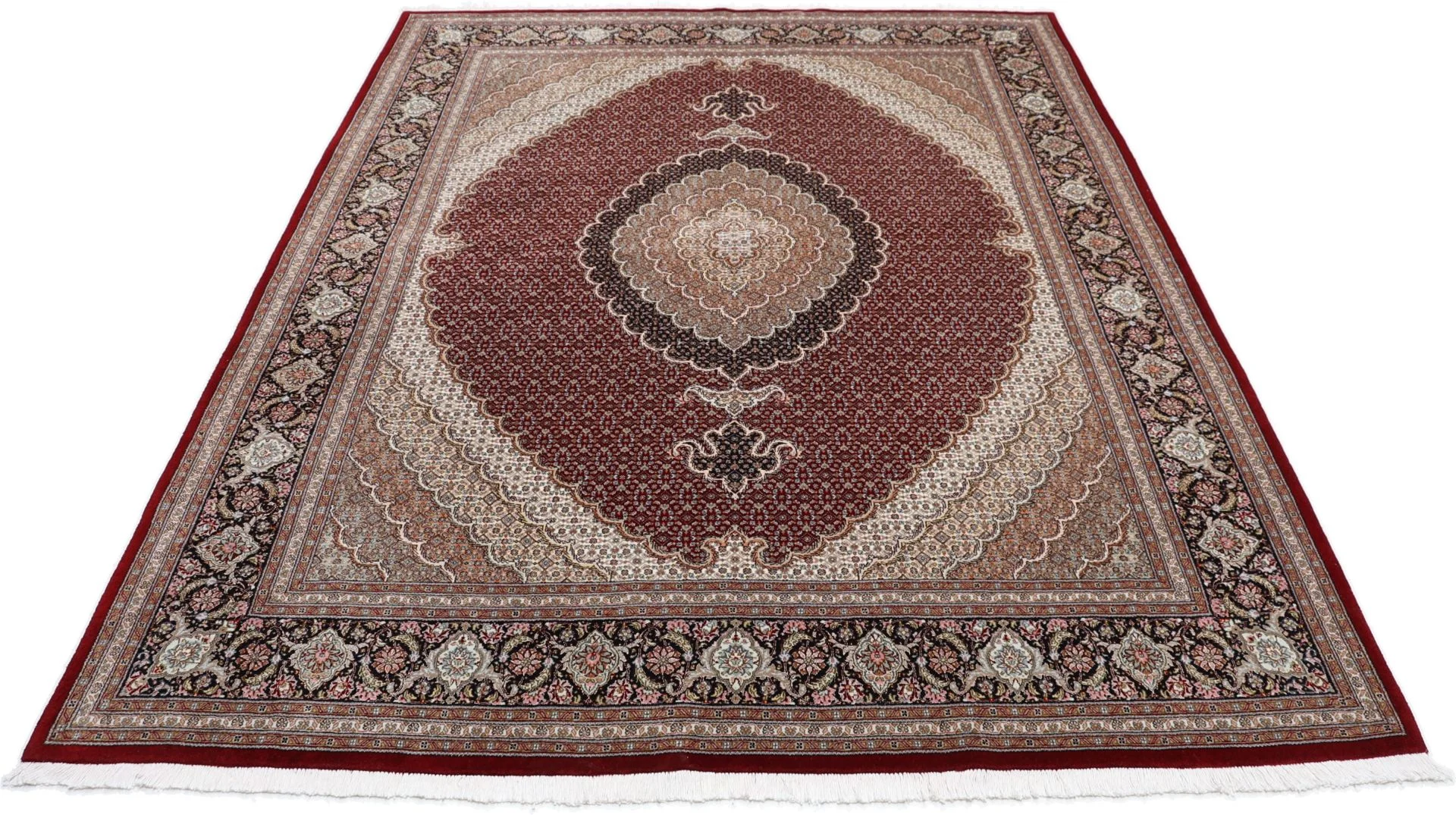 Handgeknüpfter Täbriz Perserteppich, 205 × 261 cm, Wolle & Seide