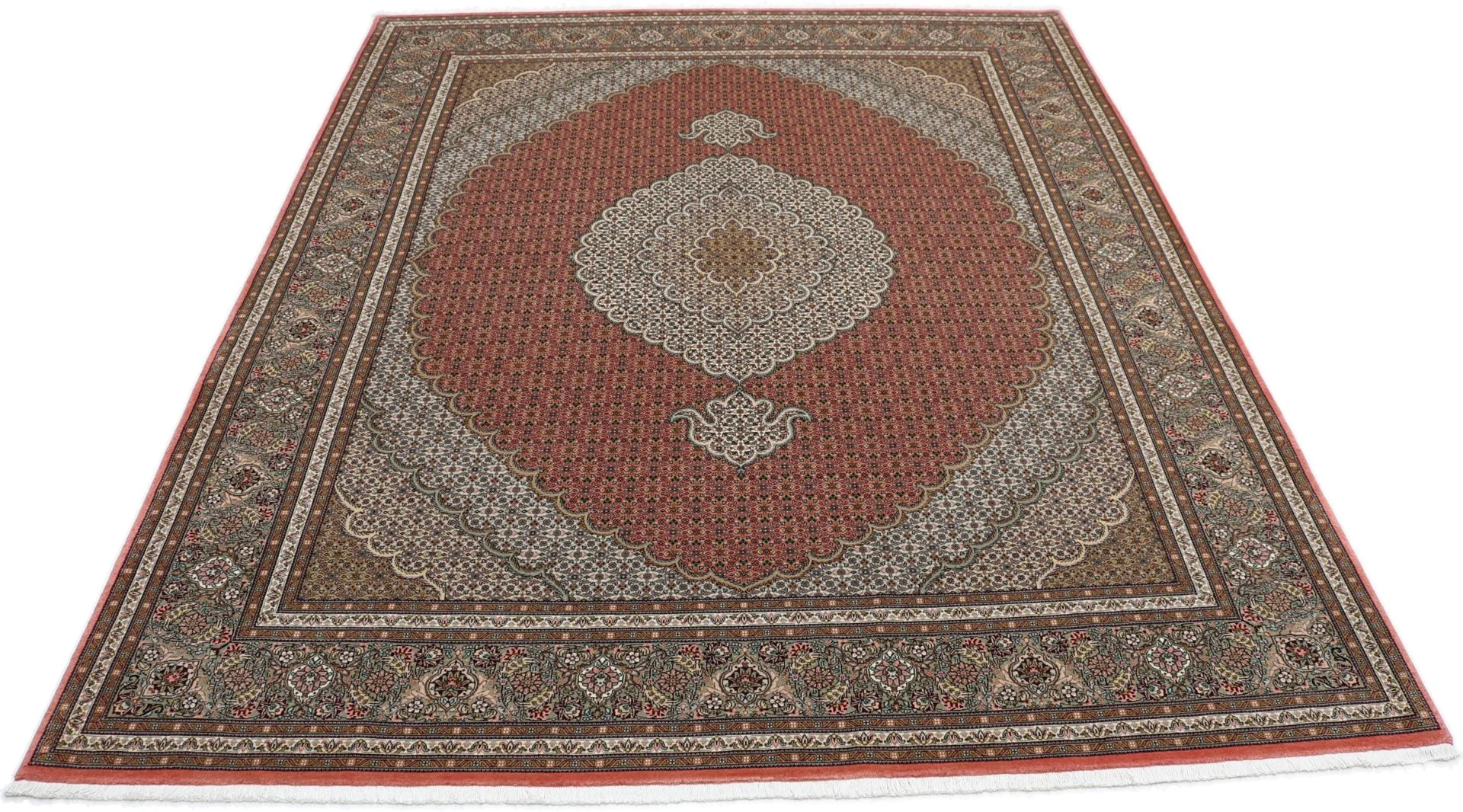 Täbriz Perserteppich 202 × 250 cm aus Wolle & Seide, handgeknüpft