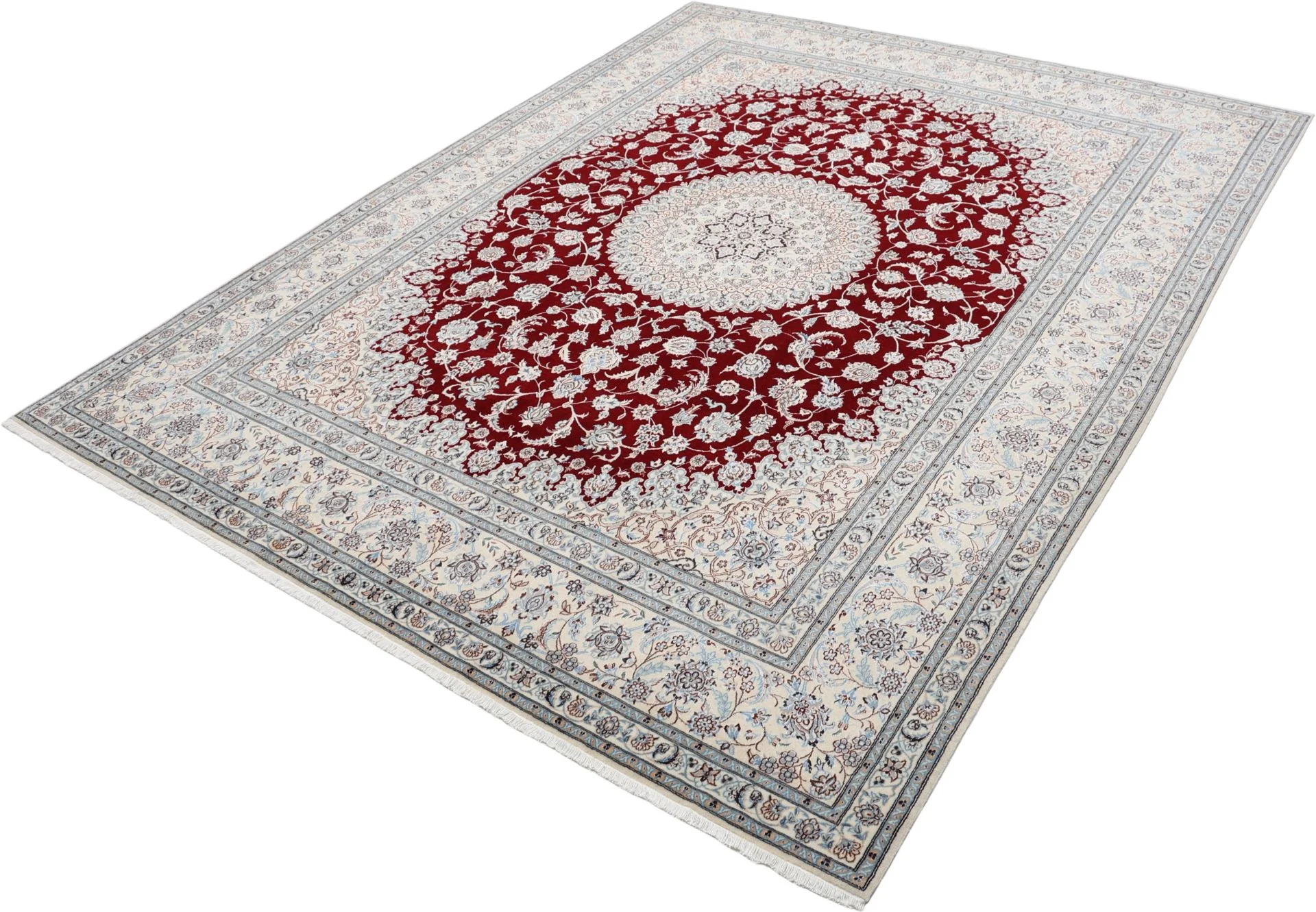 Handgeknüpfter Nain Perserteppich, 203 × 260 cm, Wolle & Seide