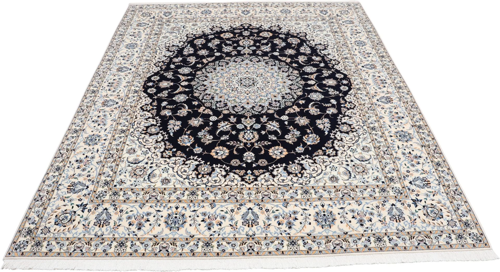 Handgeknüpfter Nain Perserteppich, 210 × 263 cm, Wolle & Seide