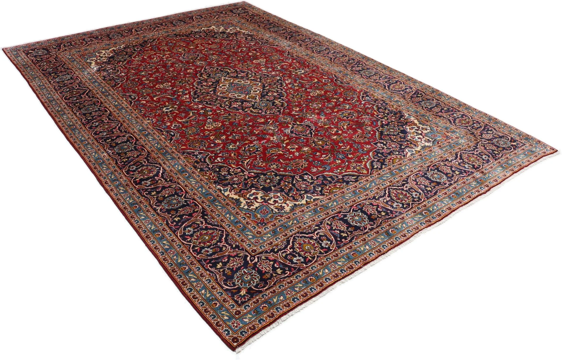 Handgeknüpfter Kashan Perserteppich, 253 × 360 cm, Wolle