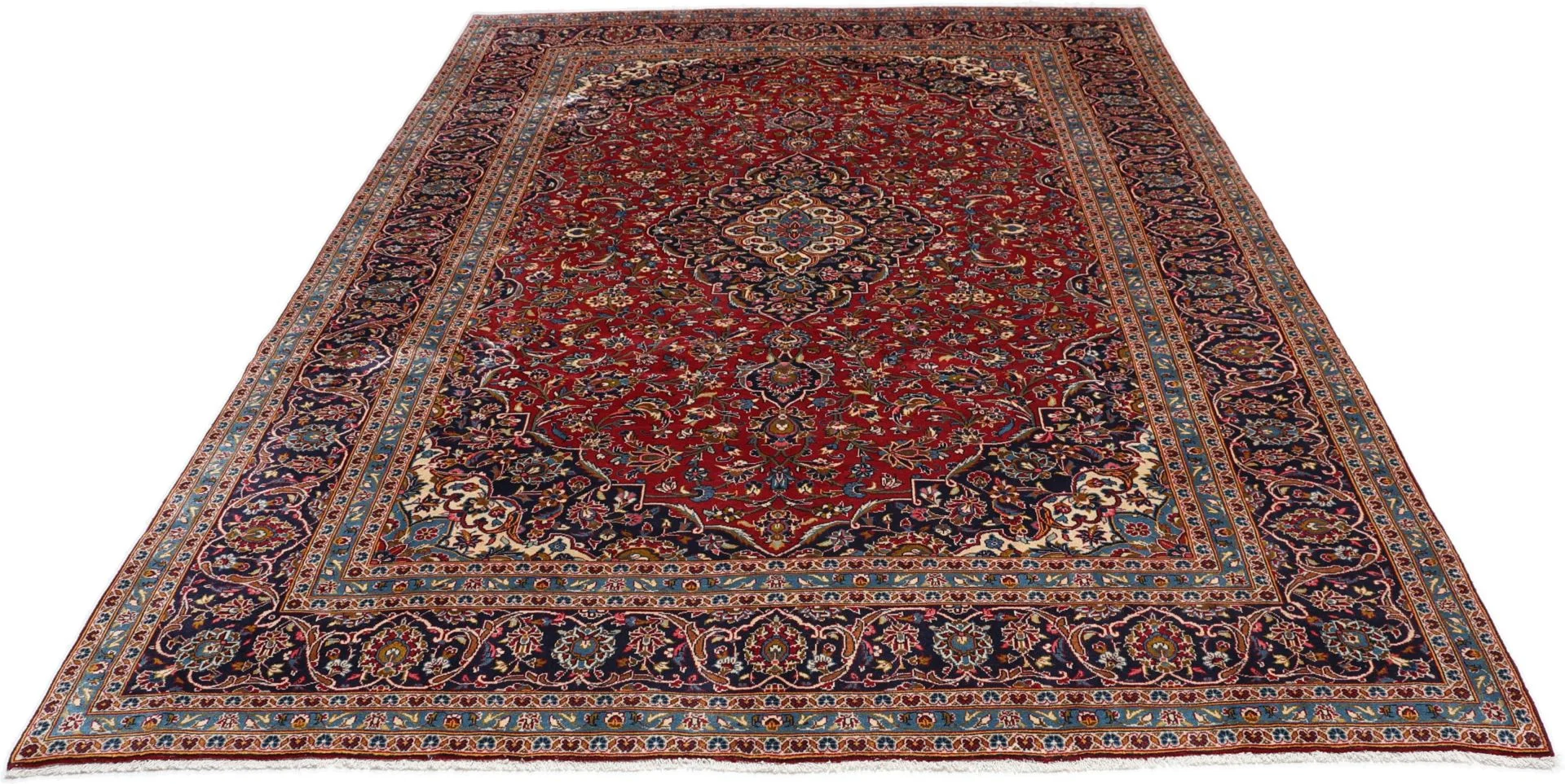 Handgeknüpfter Kashan Perserteppich, 253 × 360 cm, Wolle