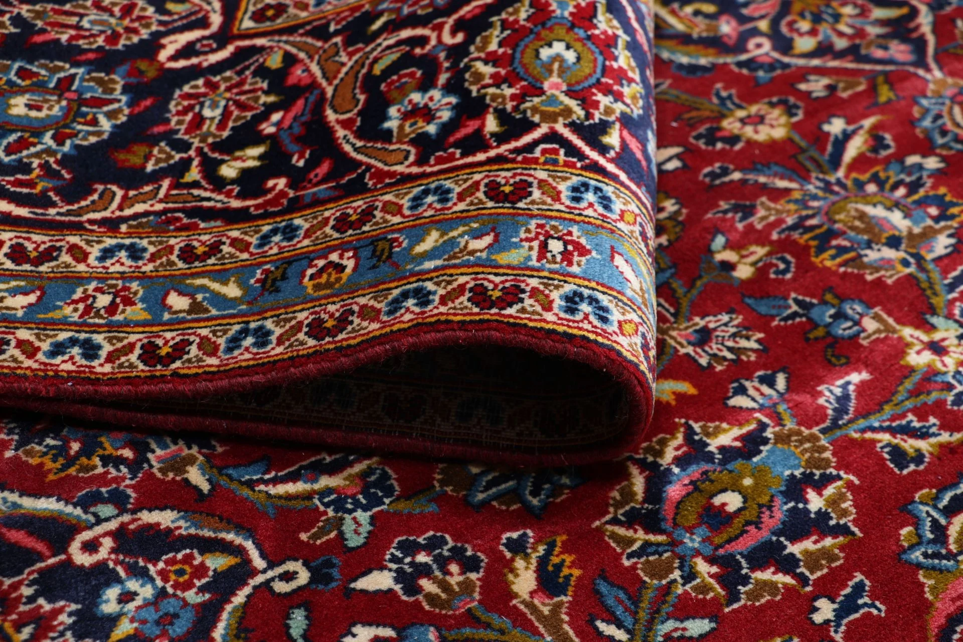 Handgeknüpfter Kashan Perserteppich, 253 × 360 cm, Wolle